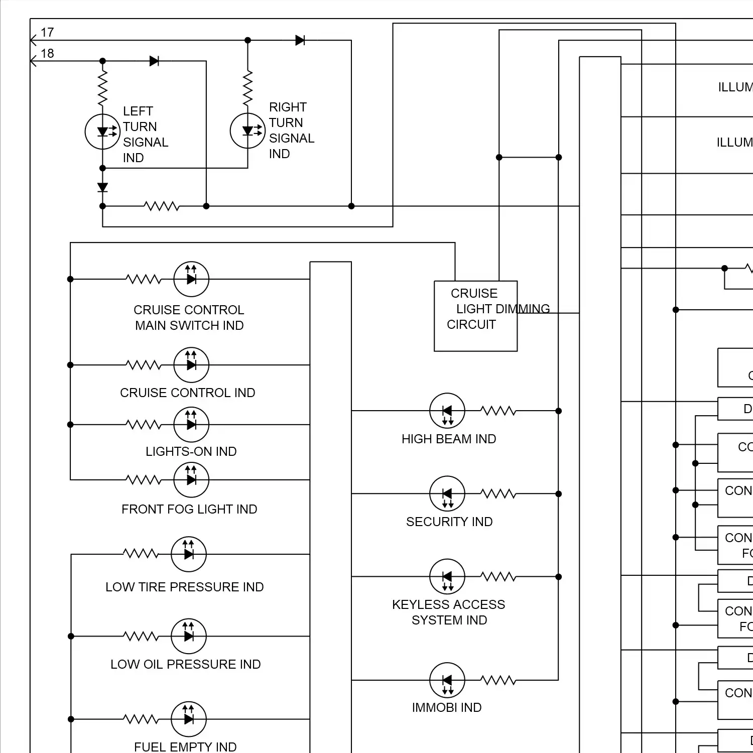 demo - Instrument cluster circuit, w/o color display (1 of 2) Instrument cluster circuit, w/o color display (1 of 2)