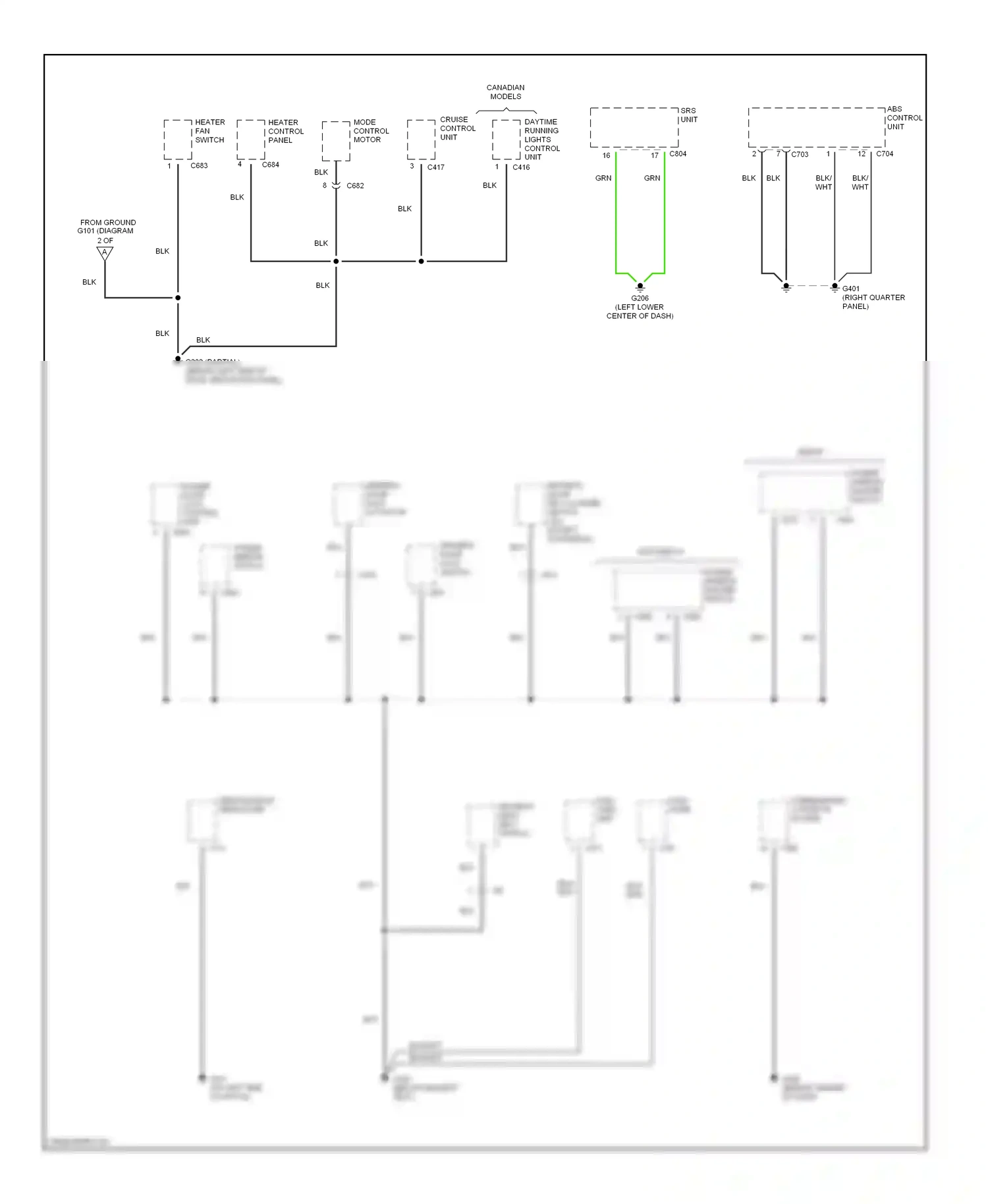 Wiring diagram abs control unit for Acura Integra III (1993-2001) (1 of 3)