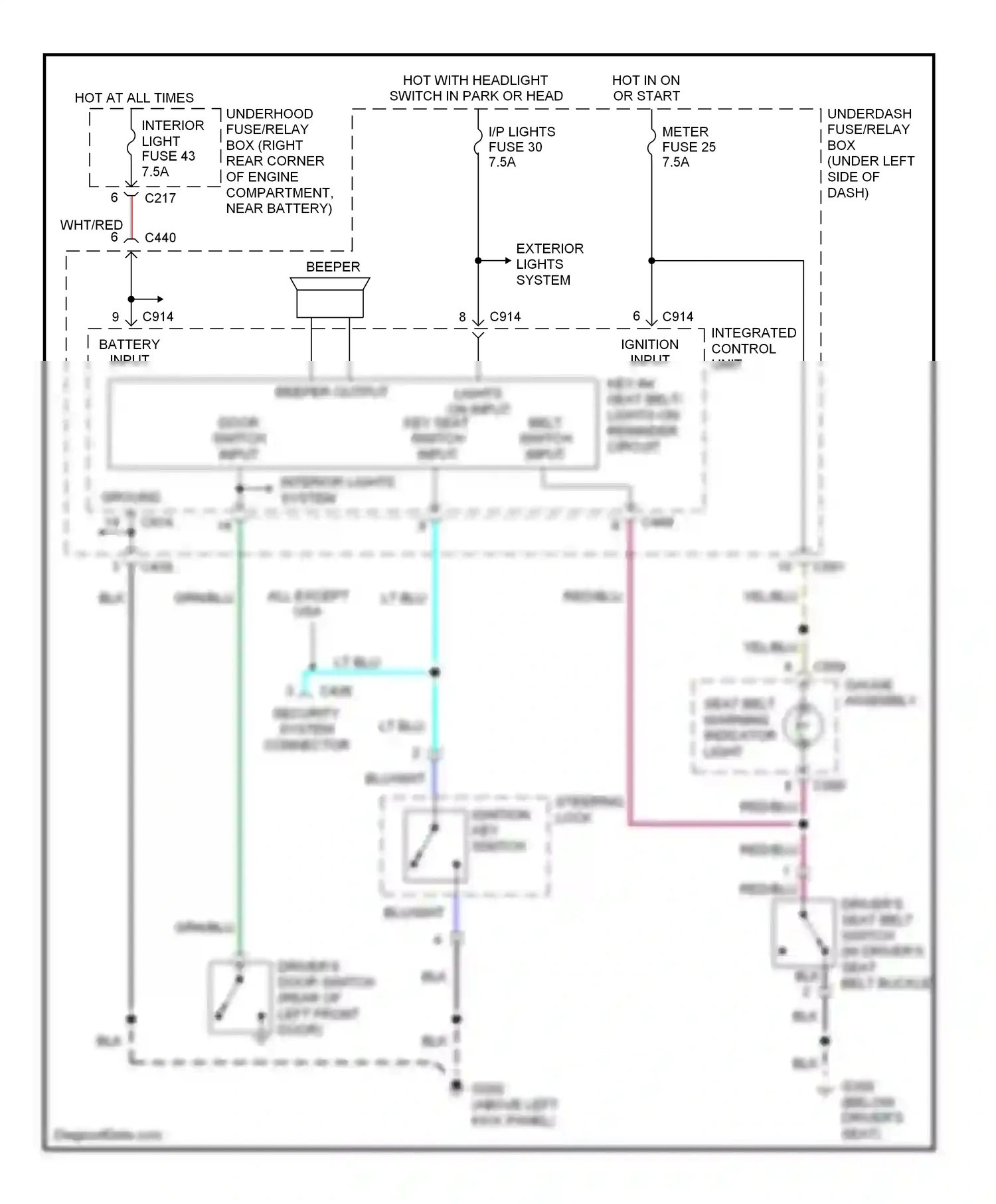 Wiring diagram battery input for Acura Integra III (1993-2001) (1 of 1)