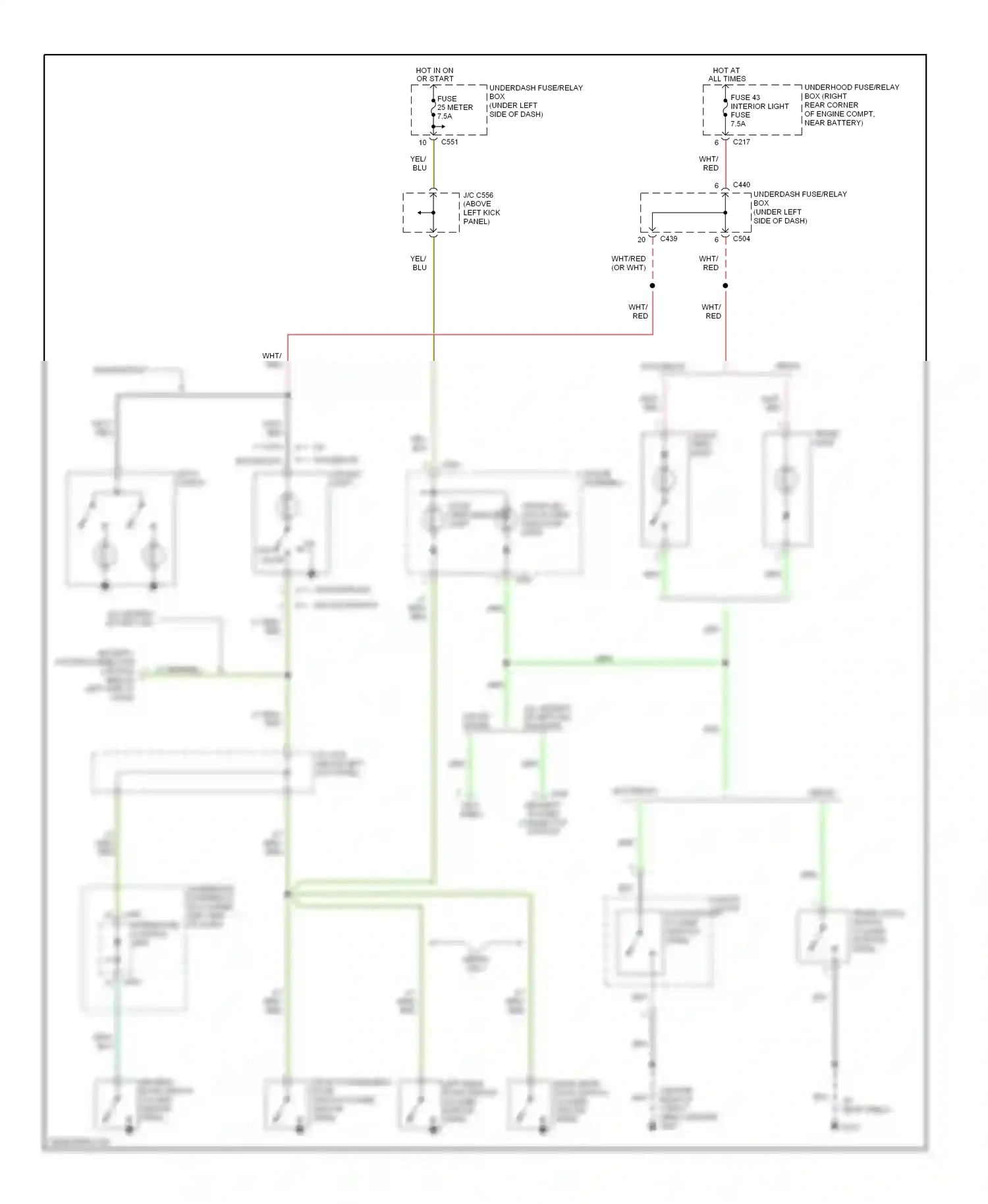 Wiring diagram ceiling light for Acura Integra III (1993-2001) (1 of 2)
