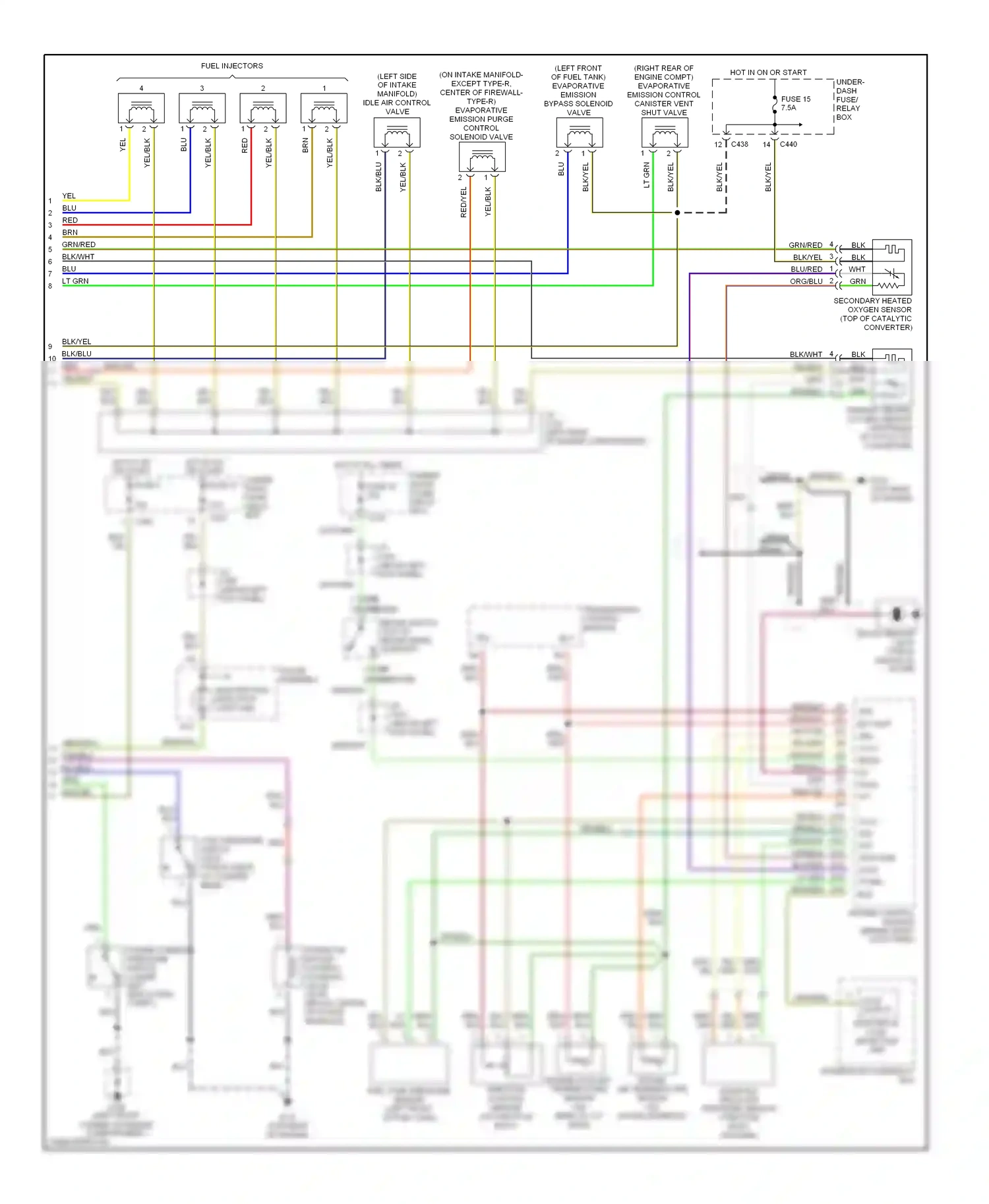 Wiring diagram electrical load detection unit for Acura Integra III (1993-2001) (1 of 1)