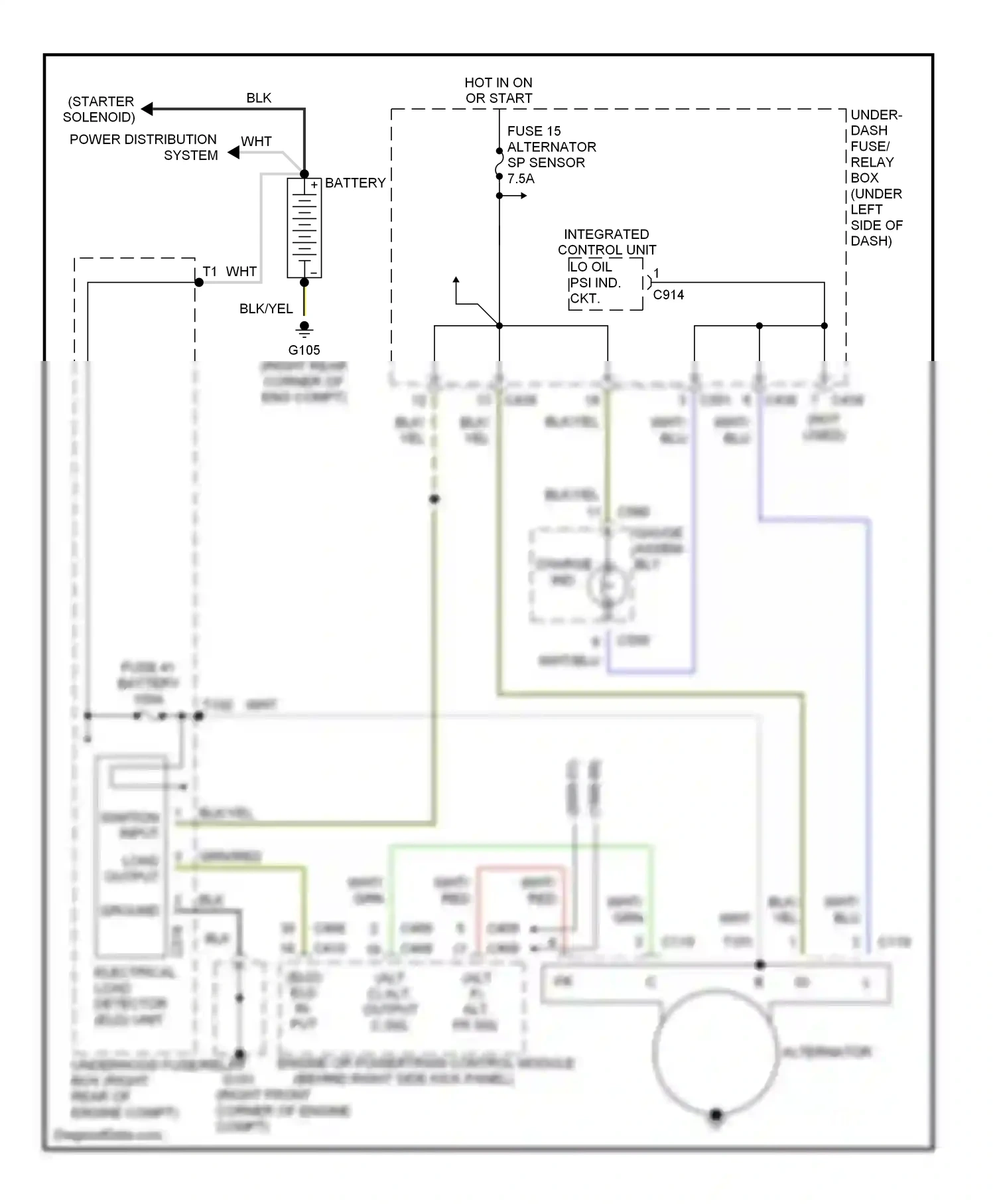 Wiring diagram engine or powertrain control module for Acura Integra III (1993-2001) (1 of 2)