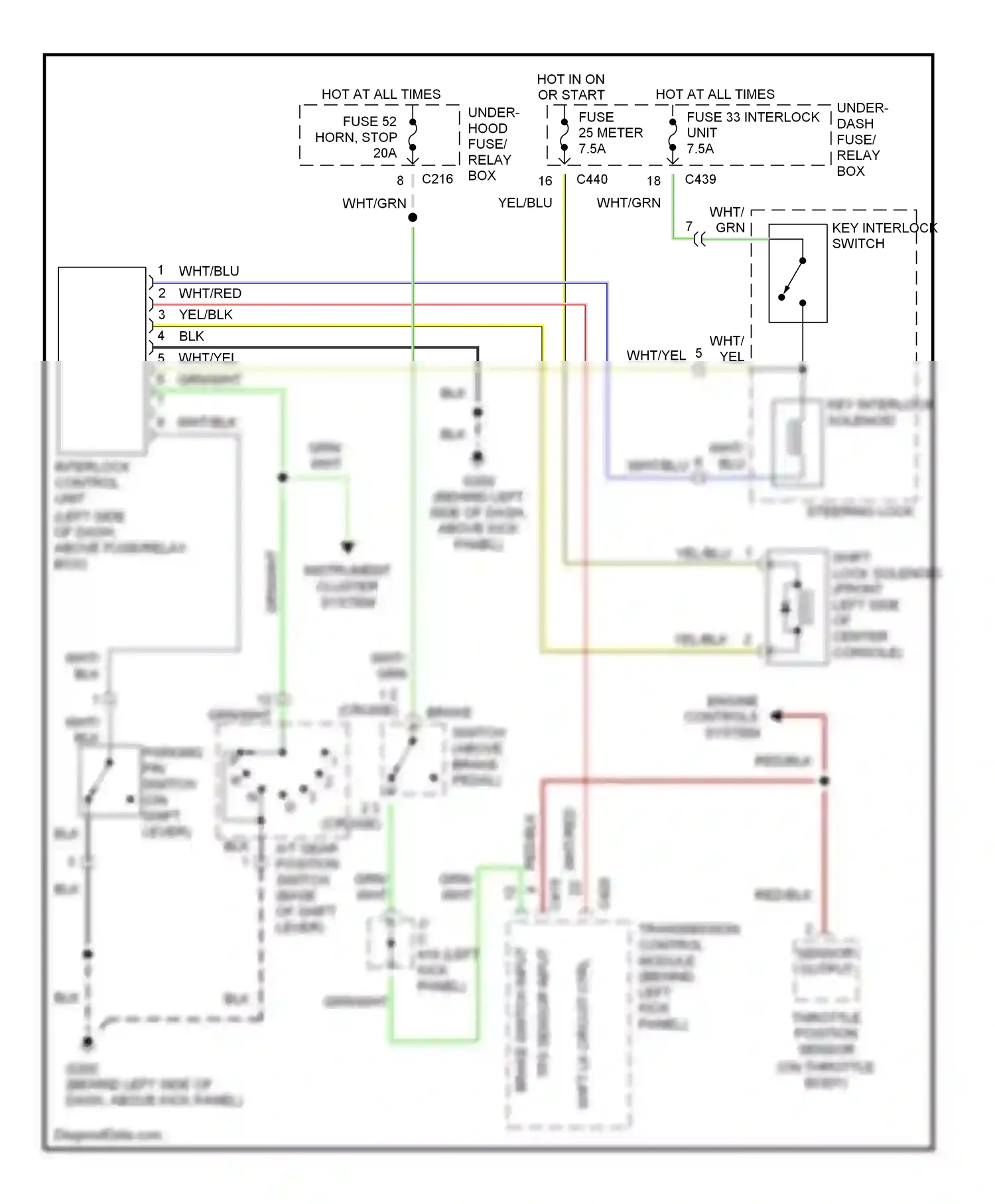 Wiring diagram interlock control unit for Acura Integra III (1993-2001) (2 of 2)