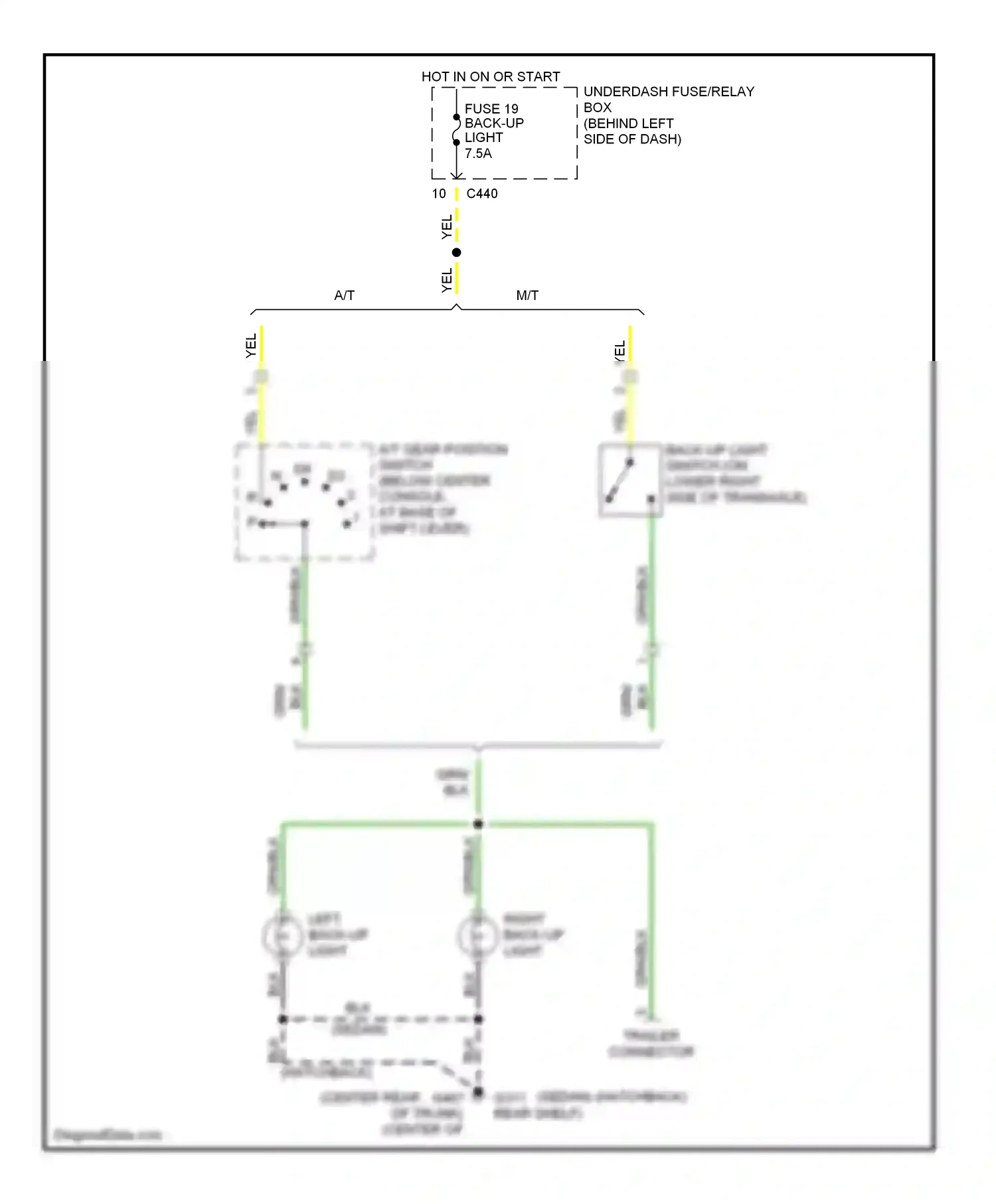 Wiring diagram left back-up light for Acura Integra III (1993-2001) (1 of 2)
