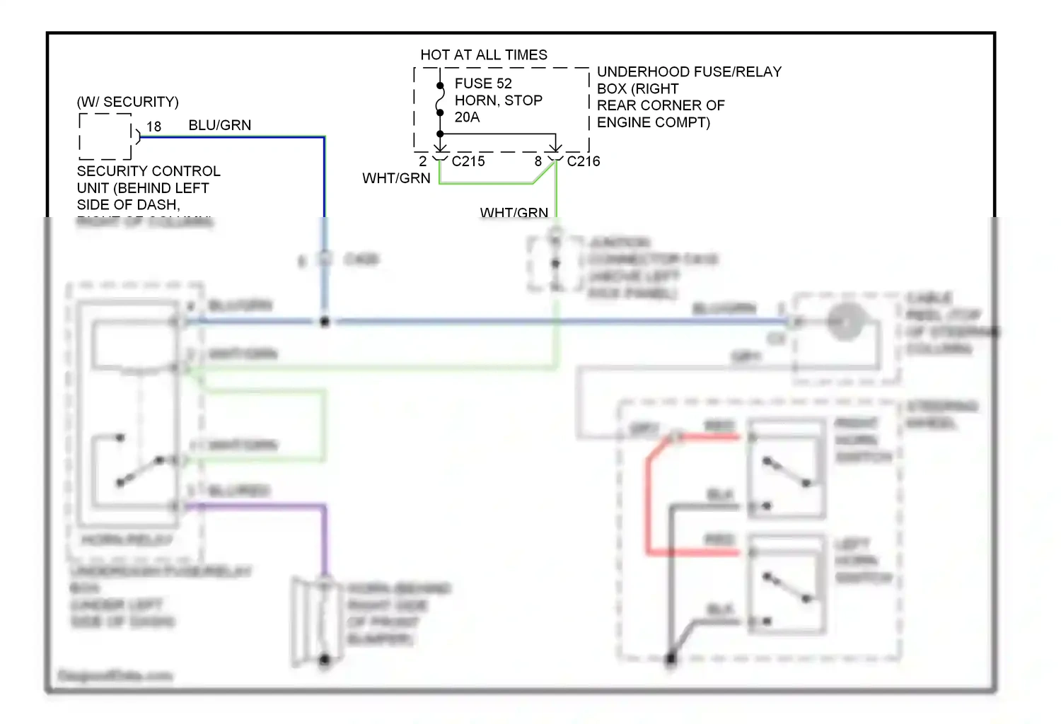 Wiring diagram left horn switch for Acura Integra III (1993-2001) (1 of 1)
