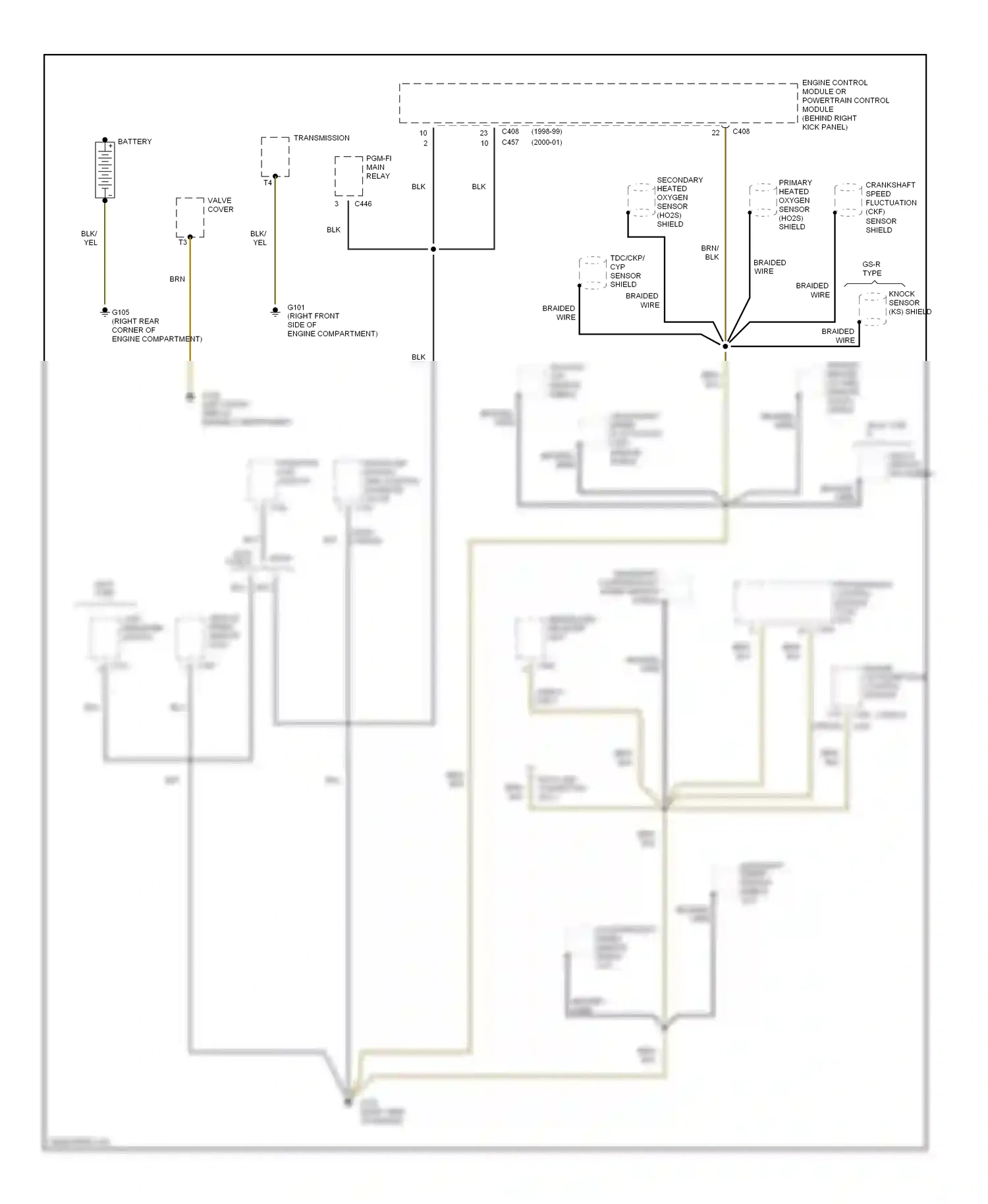 Wiring diagram sensor shield for Acura Integra III (1993-2001) (1 of 1)