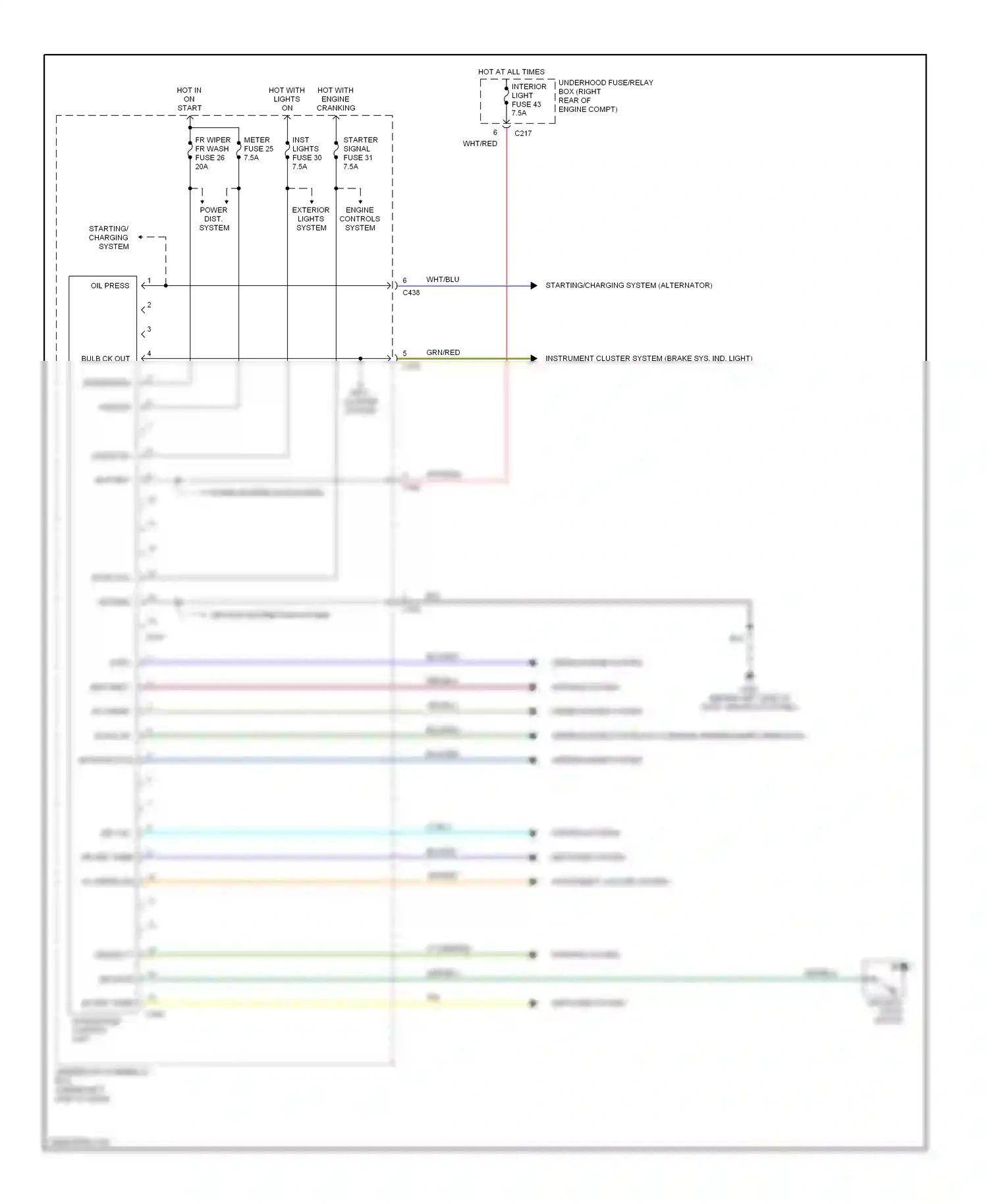 Wiring diagram starting/ charging system for Acura Integra III (1993-2001) (1 of 2)