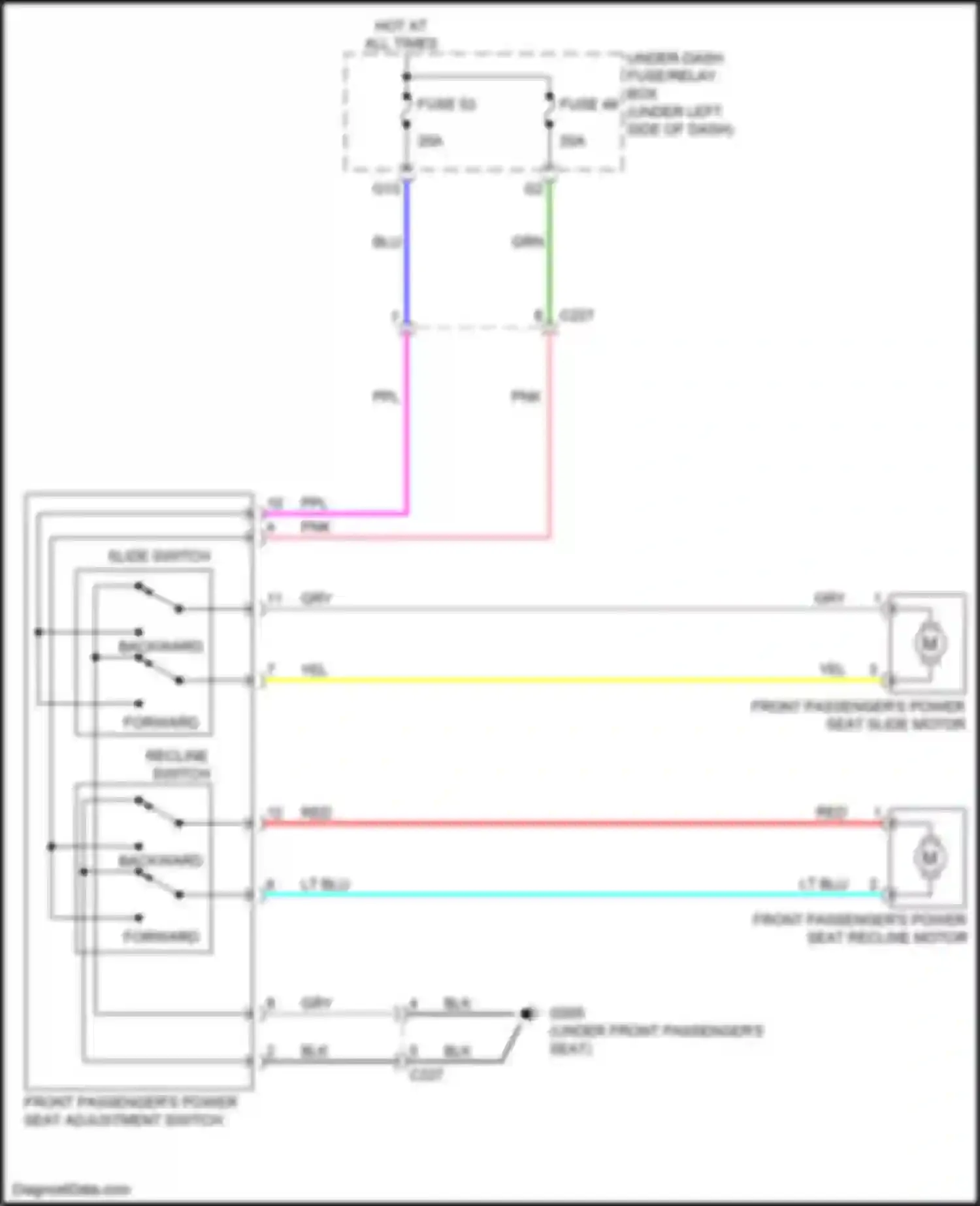 Wiring diagram recline switch for Acura Integra IV (2022-2024) (2 of 2)