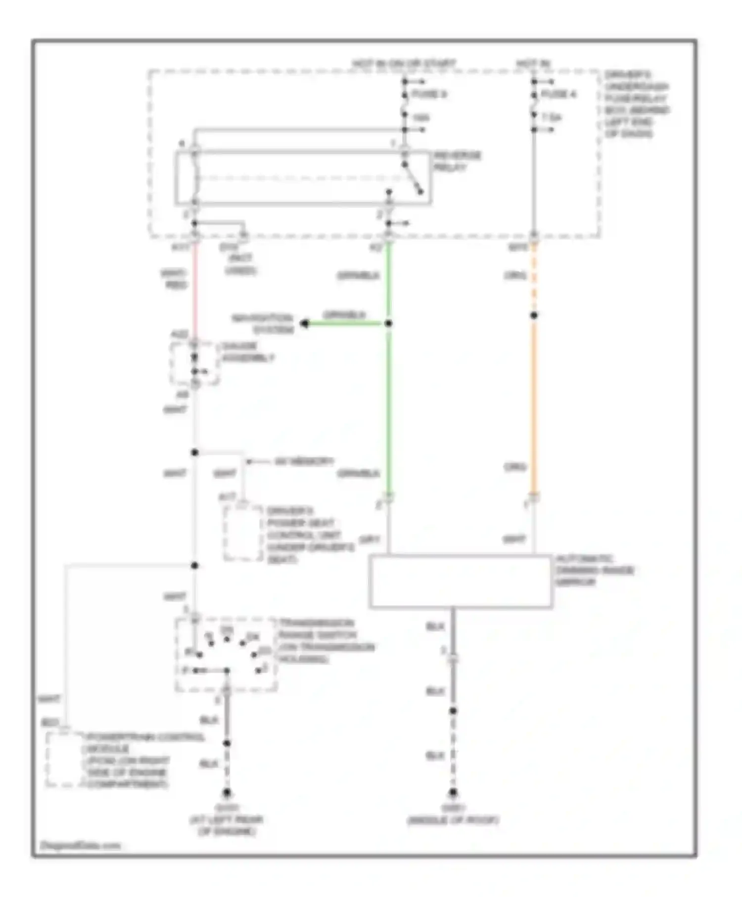 Wiring diagram automatic dimming inside mirror for Acura MDX I (2000-2006) (1 of 3)