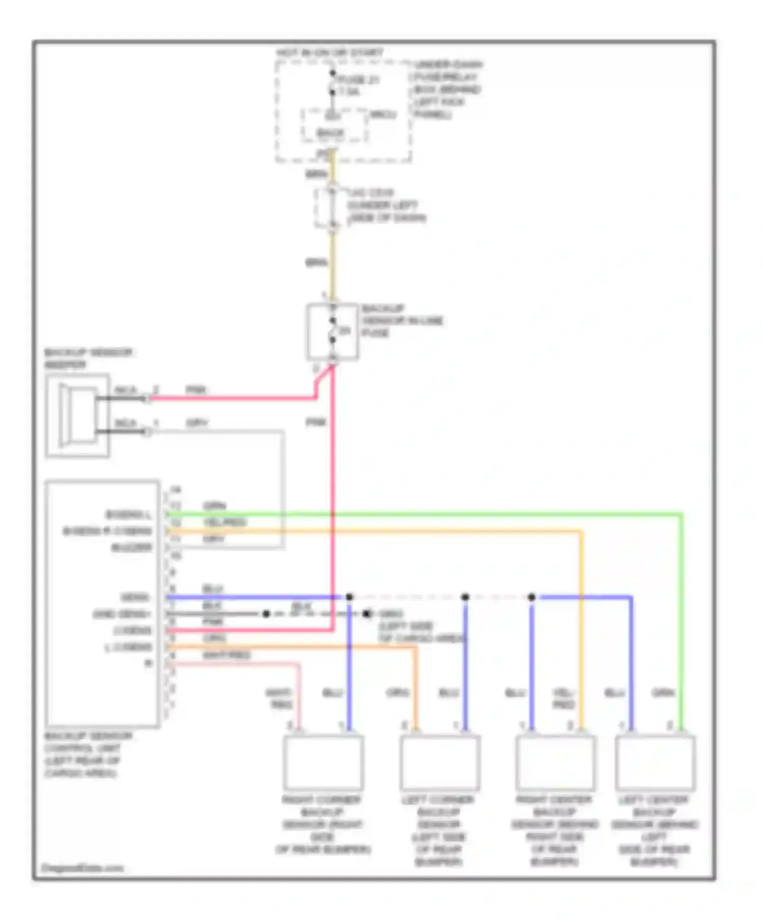 Wiring diagram backup sensor beeper for Acura MDX II facelift (2010-2013) (1 of 1)