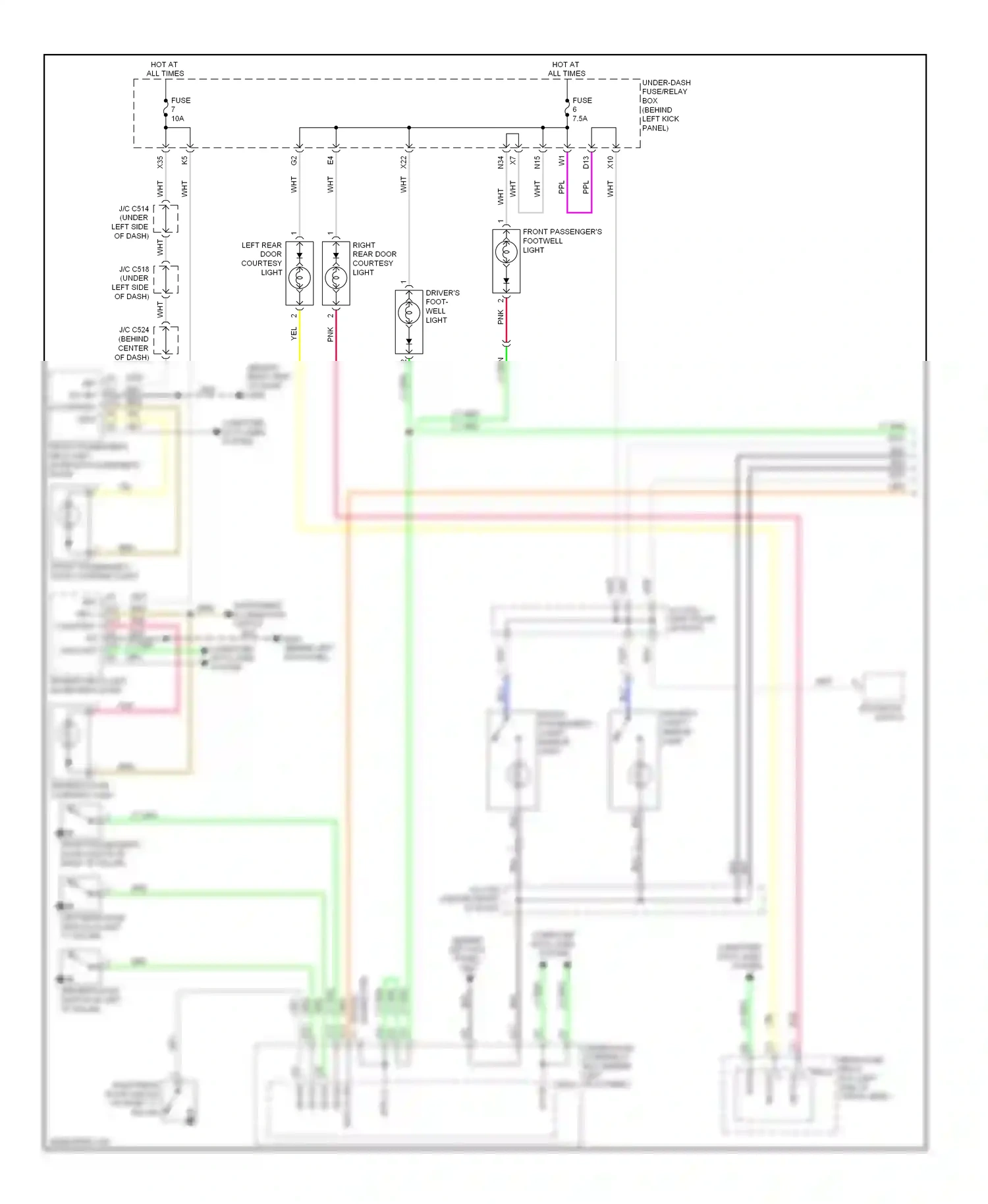 Acura MDX II facelift (2010-2013) (behind left kick panel) computer data lines system wiring diagram  (1 of 1)
