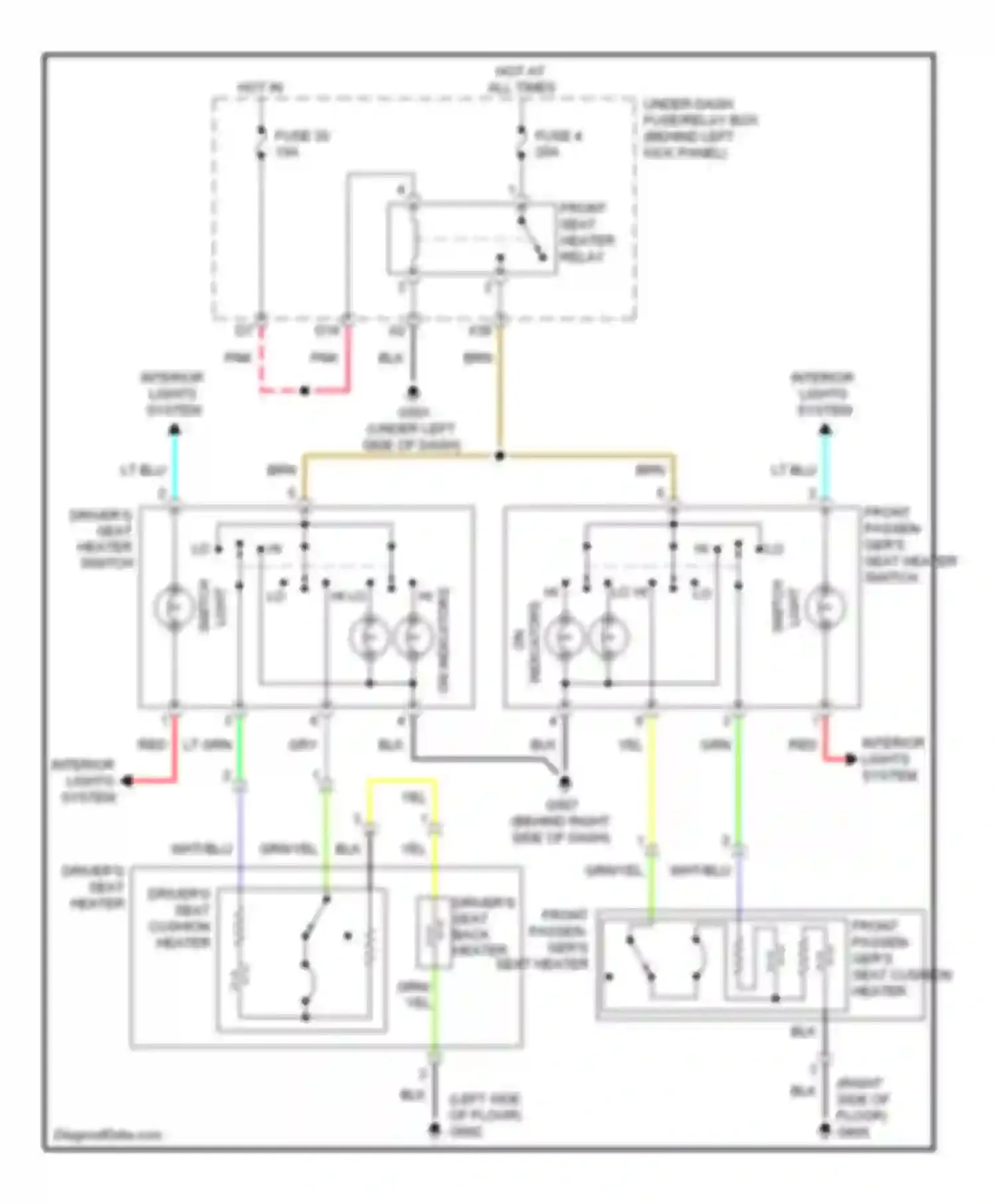 Wiring diagram driver's seat heater switch for Acura MDX II facelift (2010-2013) (1 of 3)