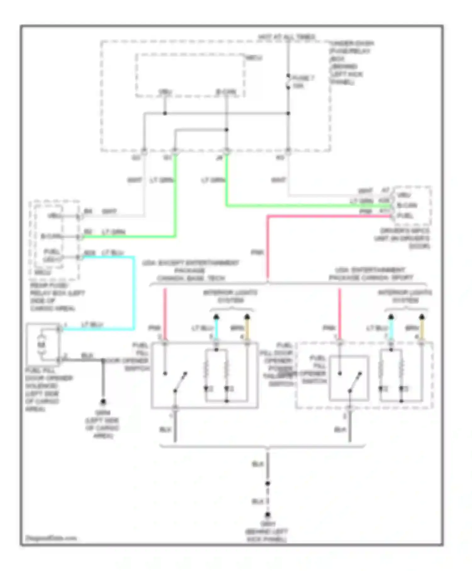 MDX Acura II (2006-2010): Fuel door release circuit