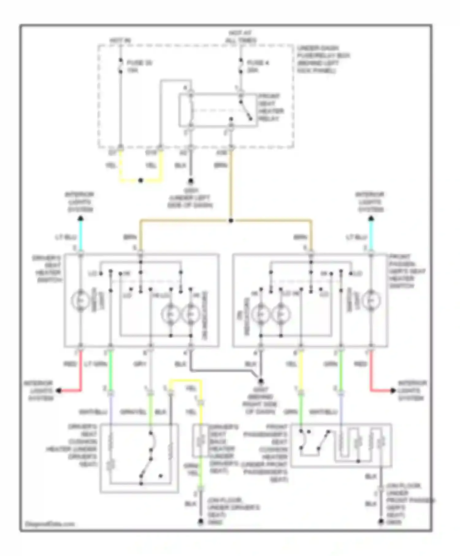 Wiring diagram driver's seat heater switch for Acura MDX II (2006-2010) (1 of 3)