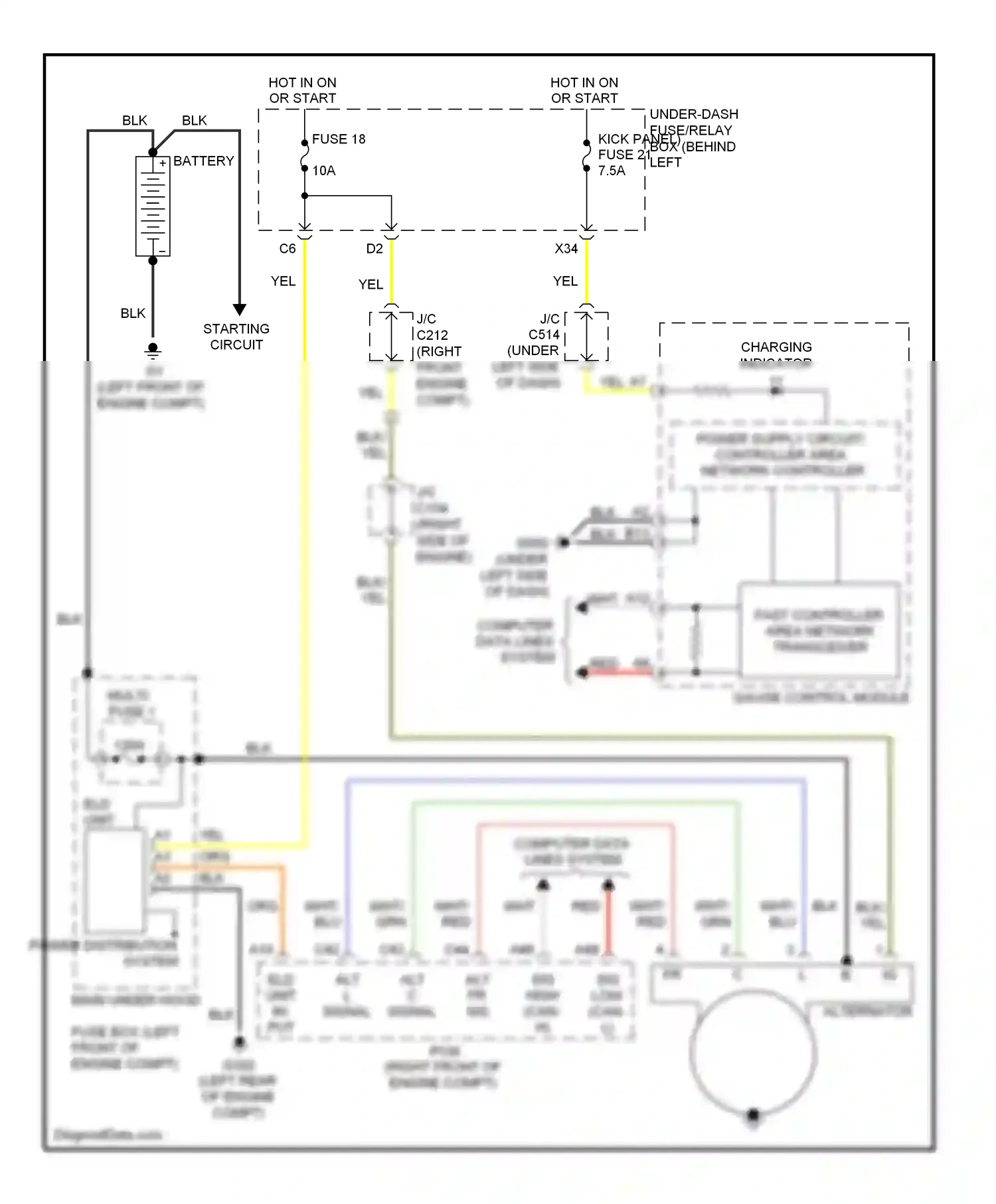 Acura MDX II (2006-2010) (right front engine compt) wiring diagram  (1 of 1)
