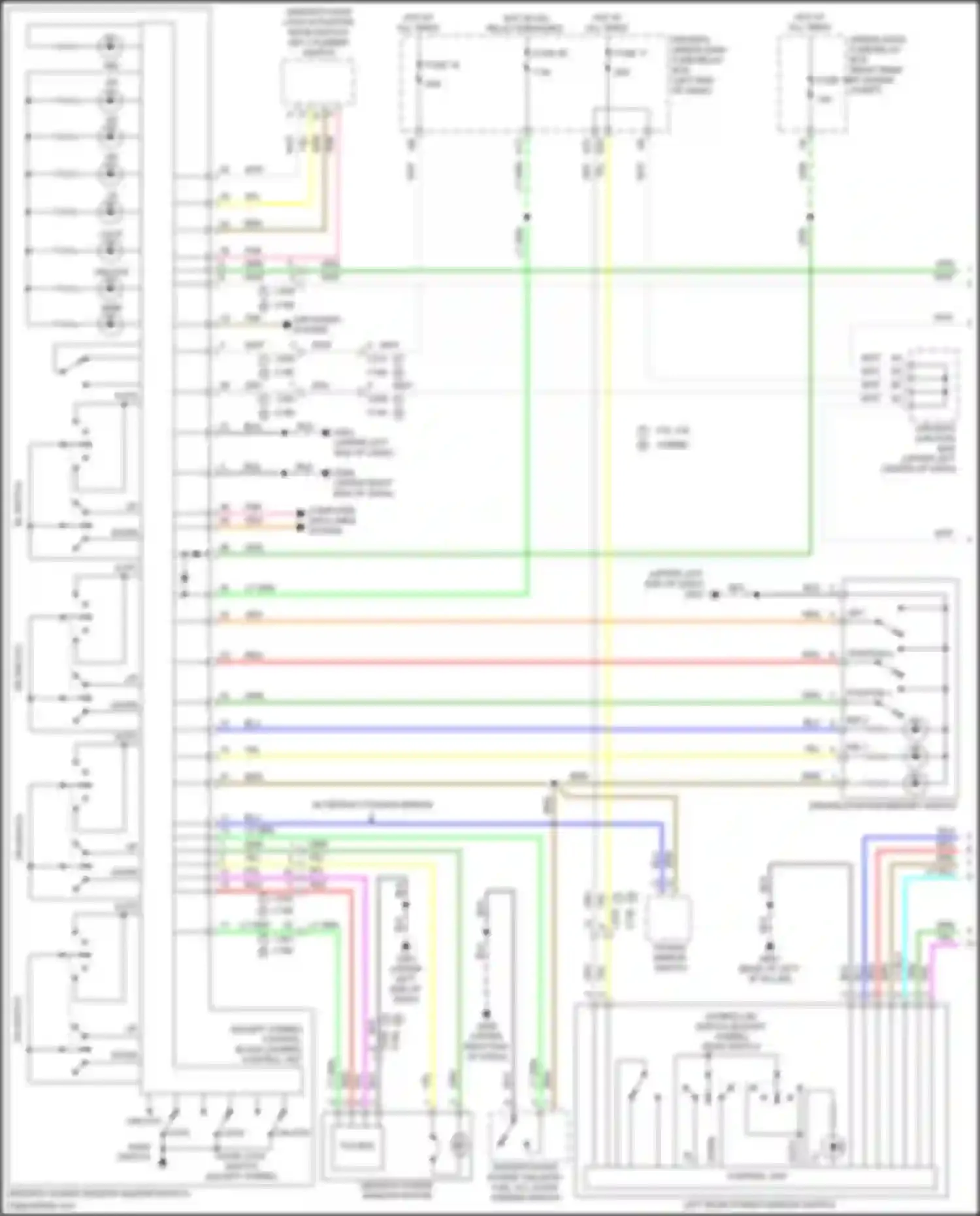 Wiring diagram left rear power window switch for Acura MDX III facelift 2 (2016-2021) (5 of 5)