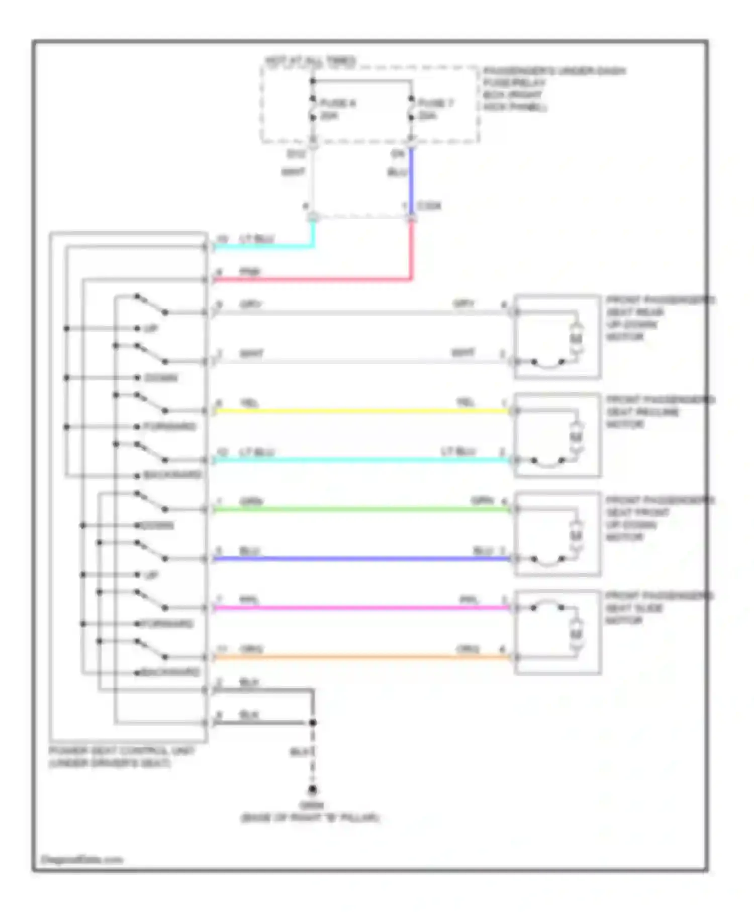 Wiring diagram front passenger's seat slide motor for Acura MDX III (2013-2015) (1 of 1)