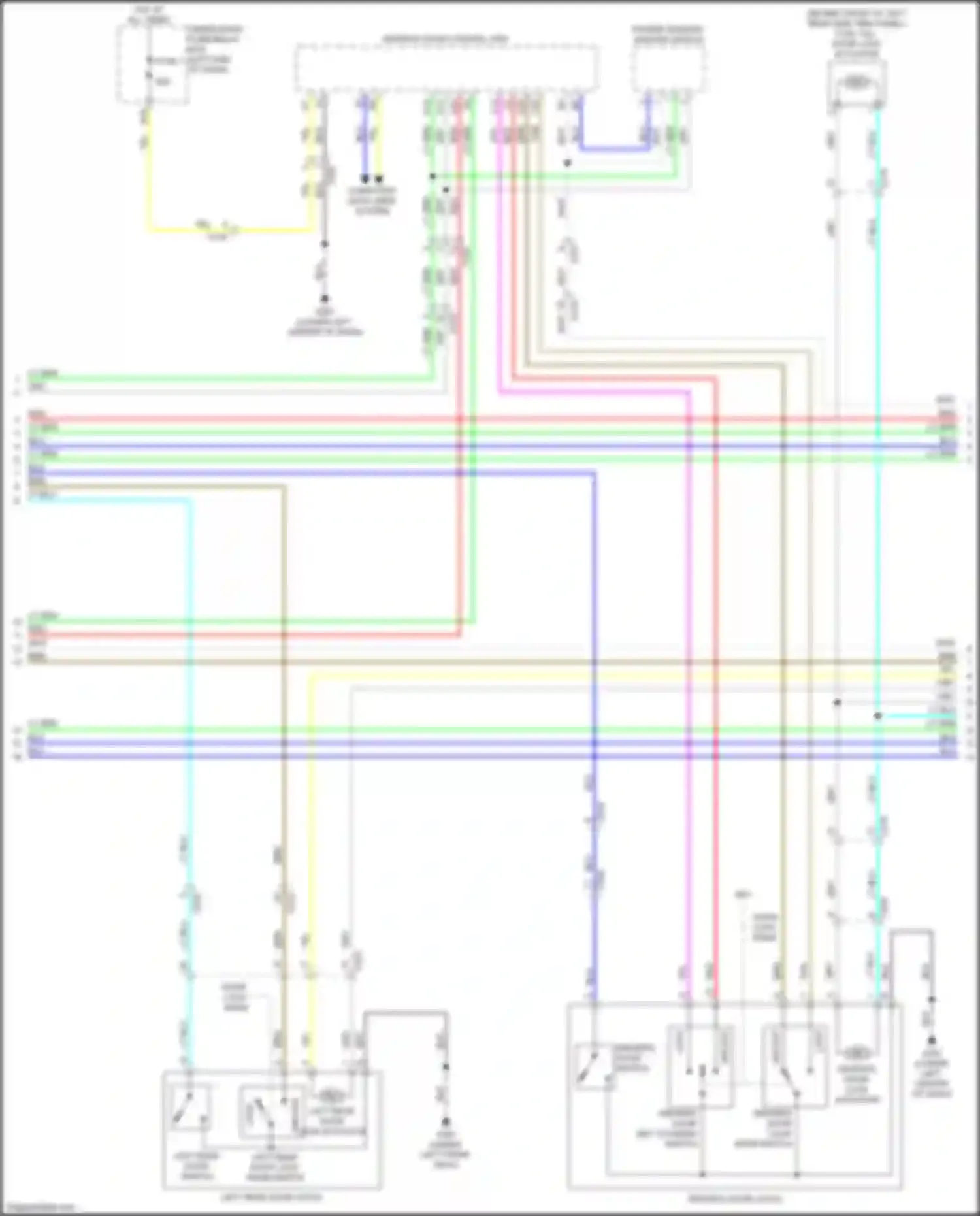 Wiring diagram left rear door lock knob switch for Acura MDX IV (2021-2024) (1 of 2)