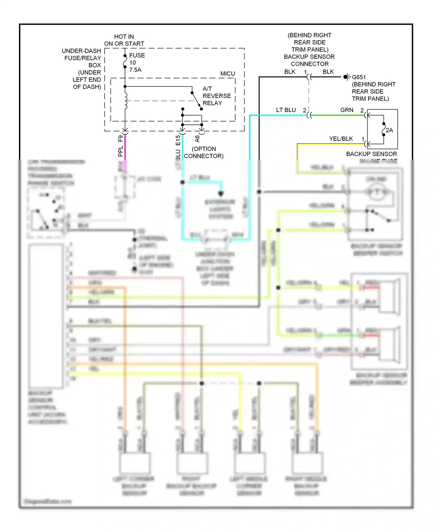 Acura RDX I facelift (2009-2012) backup sensor beeper assembly wiring diagram  (1 of 1)