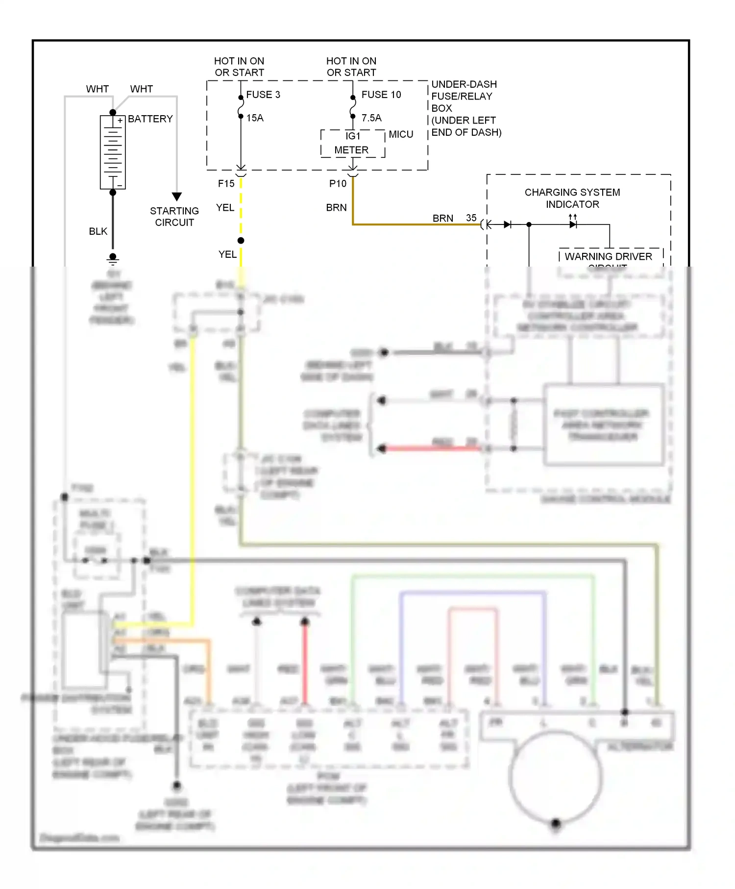Acura RDX I facelift (2009-2012) charging system indicator wiring diagram  (1 of 1)