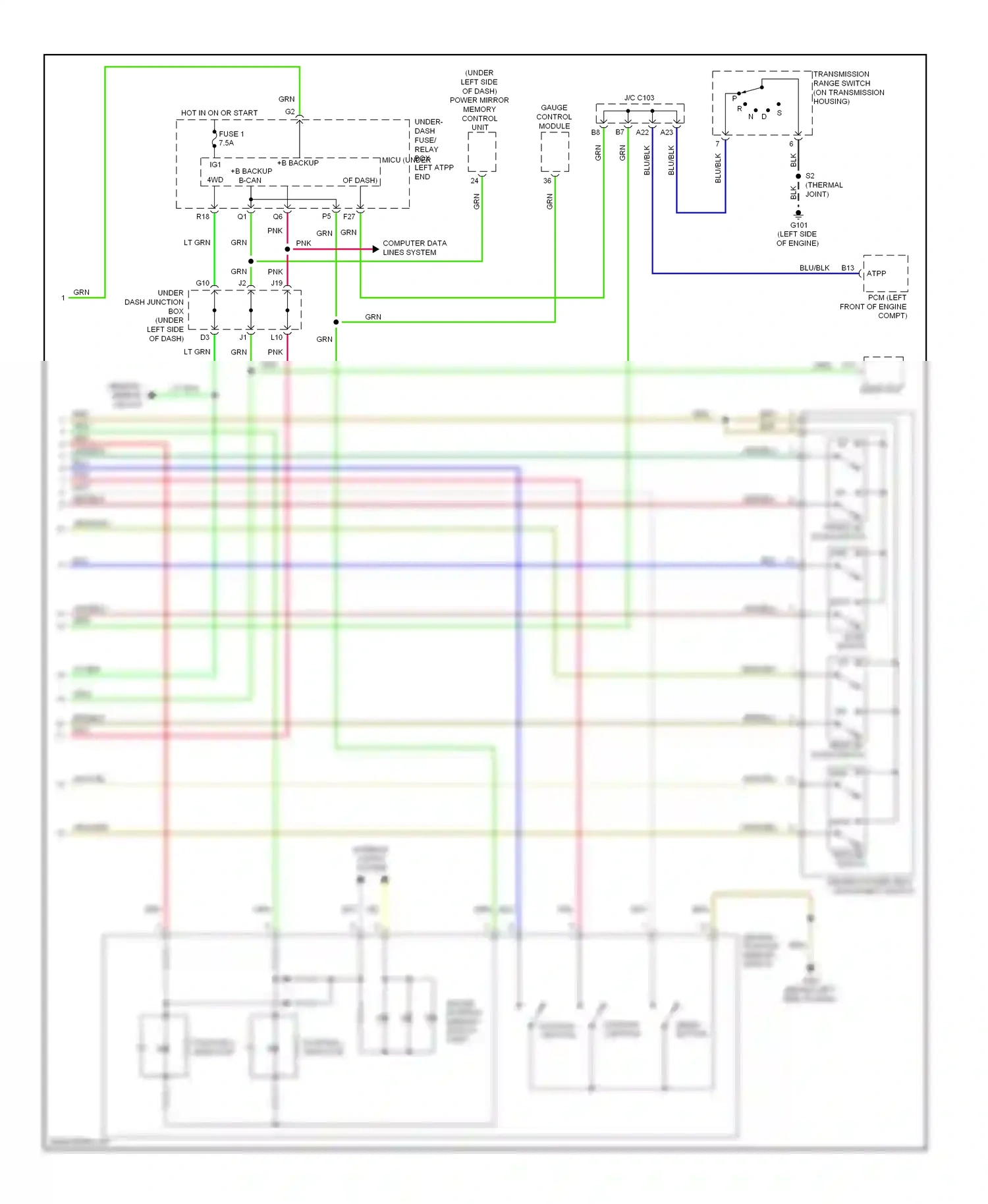 Acura RDX I facelift (2009-2012) driver position memory switch light wiring diagram  (1 of 1)