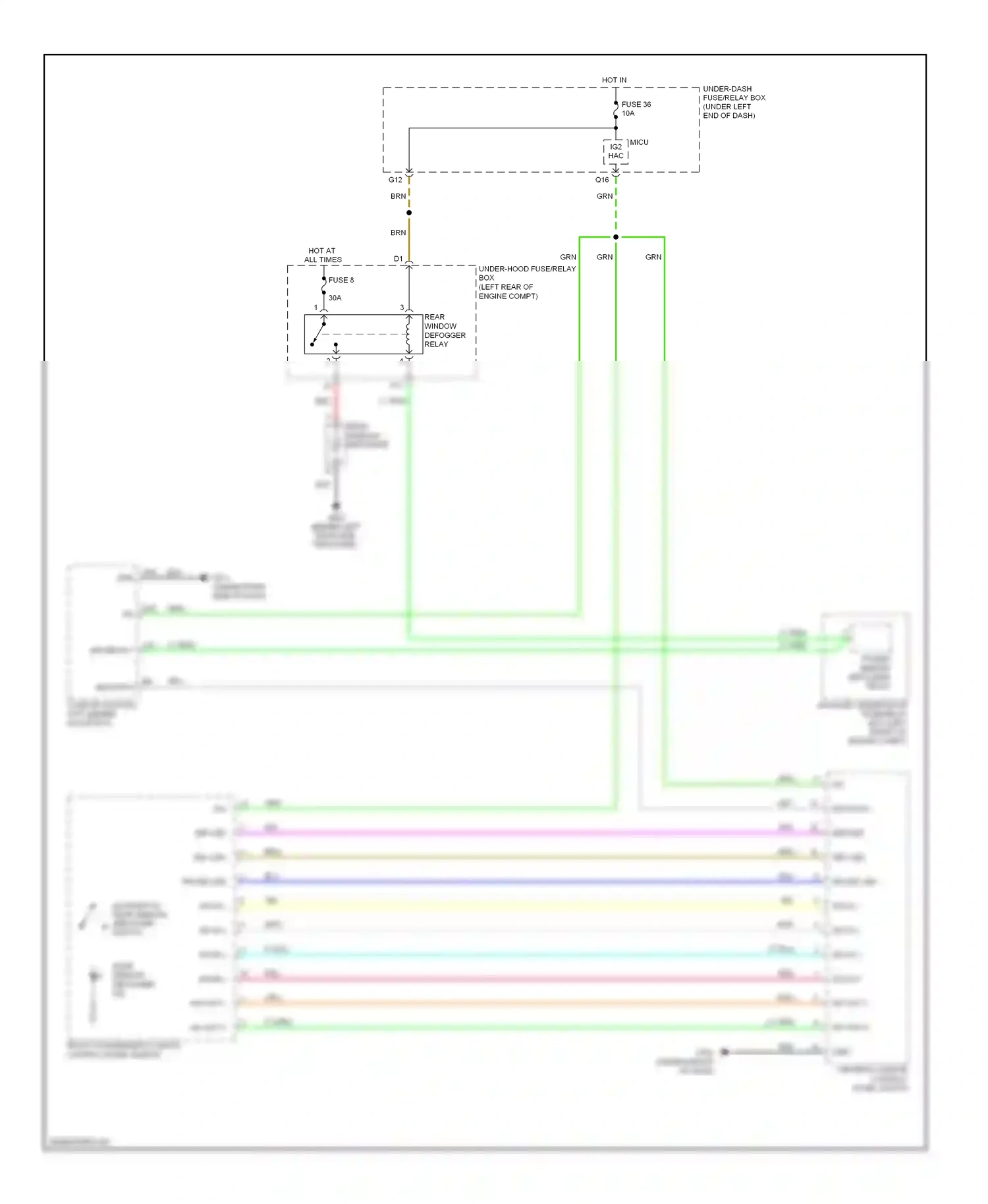 Acura RDX I facelift (2009-2012) front passenger's climate control panel switch wiring diagram  (3 of 3)