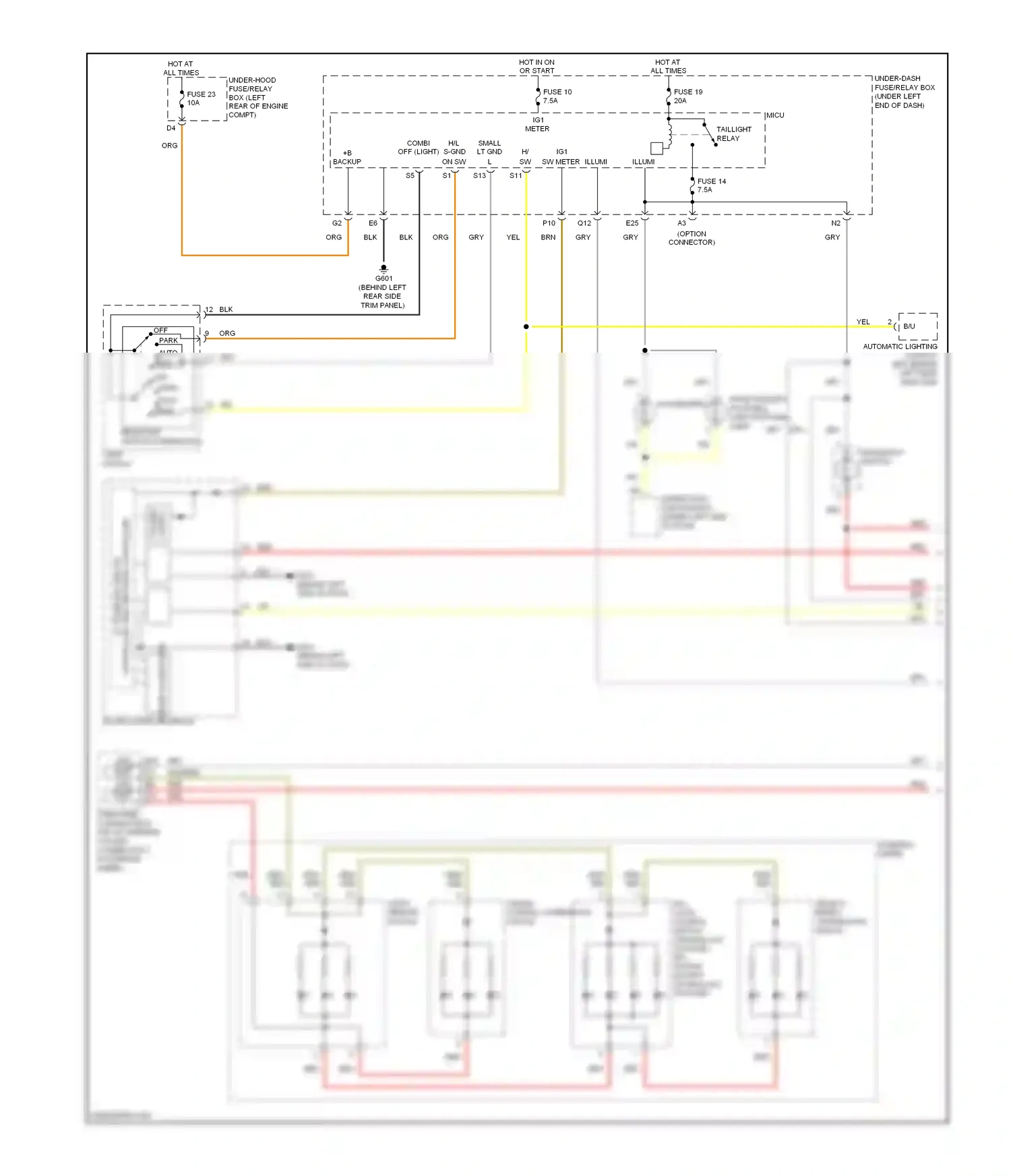 Acura RDX I facelift (2009-2012) headlight switch combination light switch wiring diagram  (1 of 1)