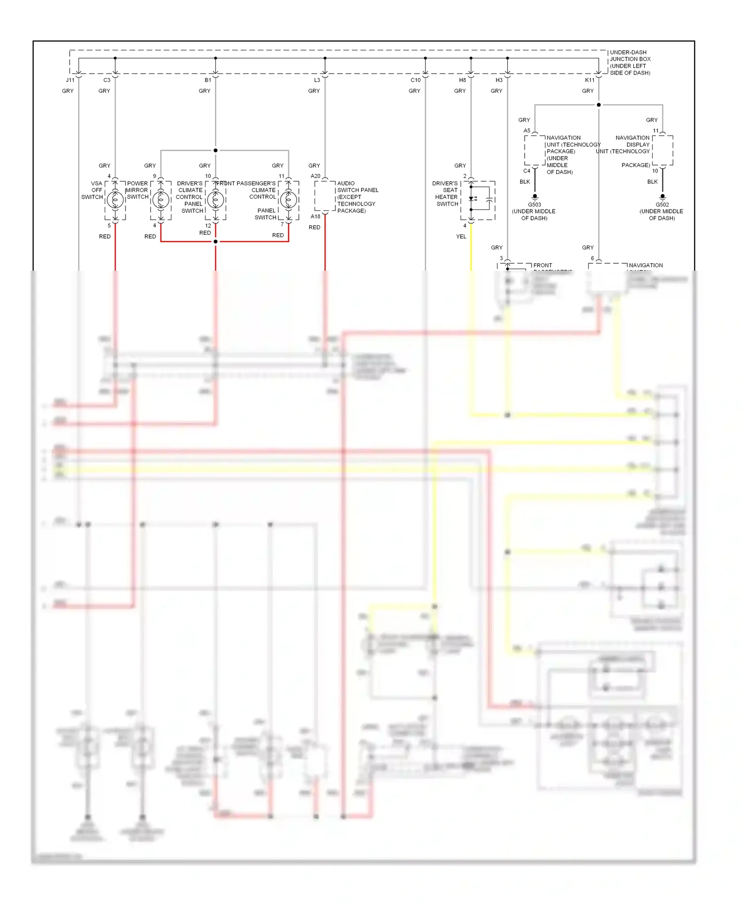 Acura RDX I facelift (2009-2012) panel switch wiring diagram  (1 of 1)