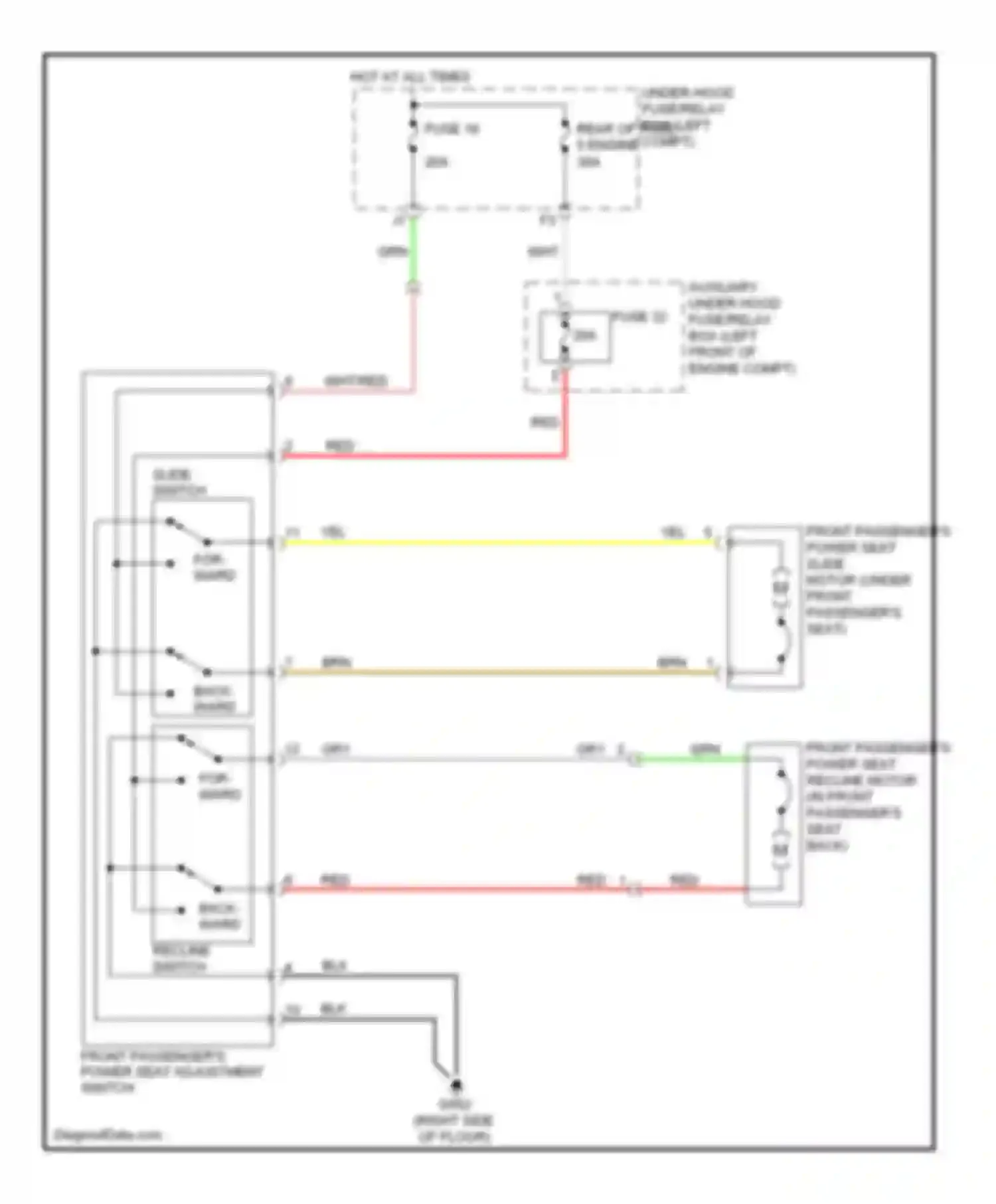 Wiring diagram recline switch for Acura RDX I facelift (2009-2012) (2 of 2)