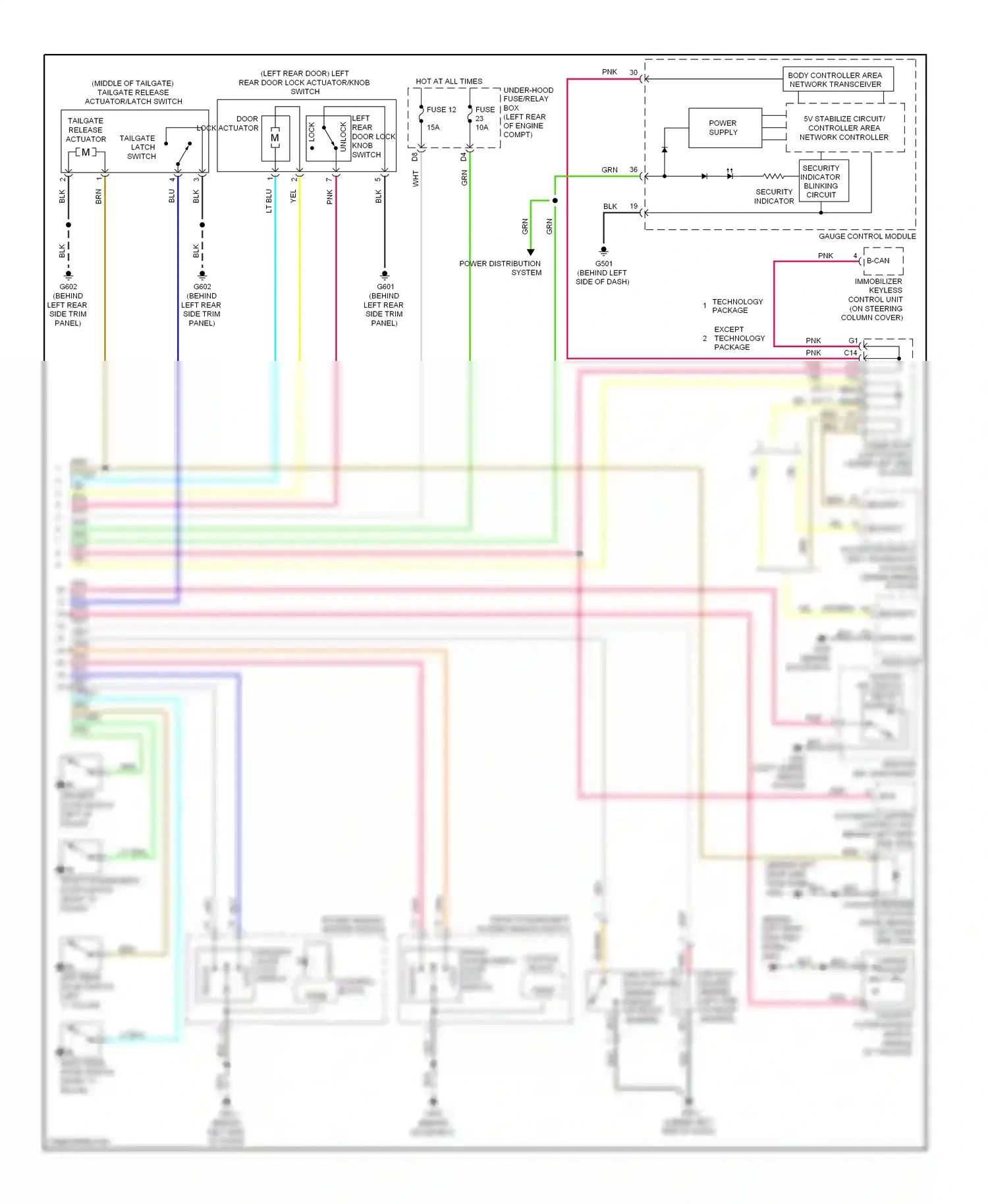 Acura RDX I facelift (2009-2012) security indicator wiring diagram  (1 of 2)