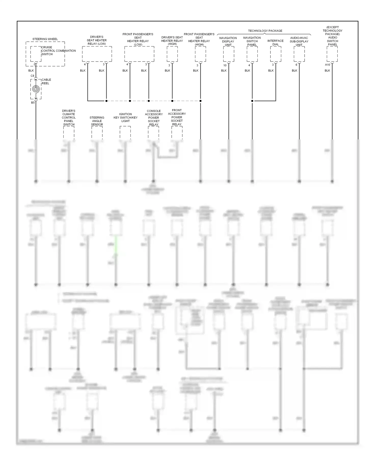 Acura RDX I (2006-2009) (except technology package) audio switch panel wiring diagram  (1 of 1)