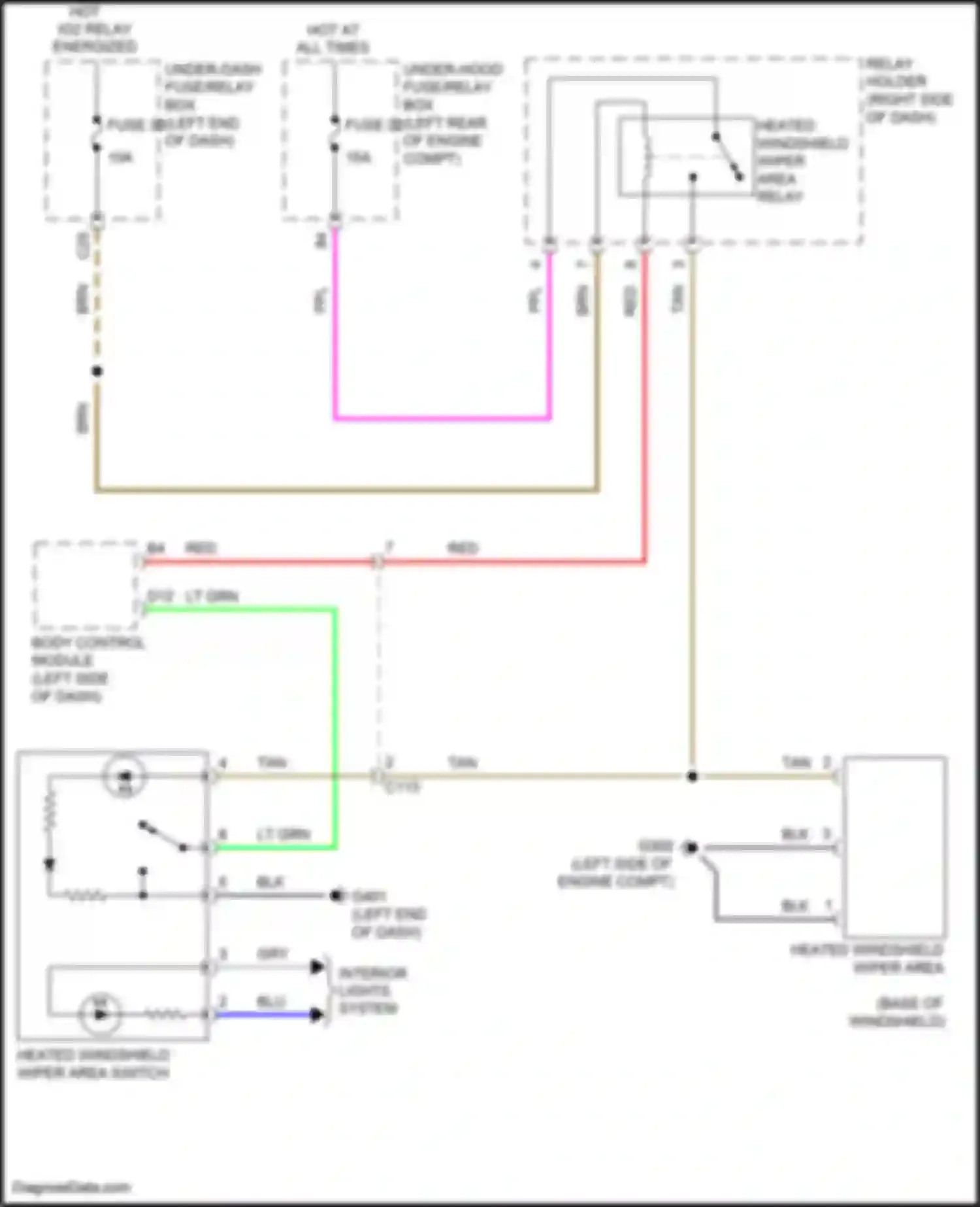 Wiring diagram heated windshield wiper area switch for Acura RDX III (2018-2021) (1 of 1)