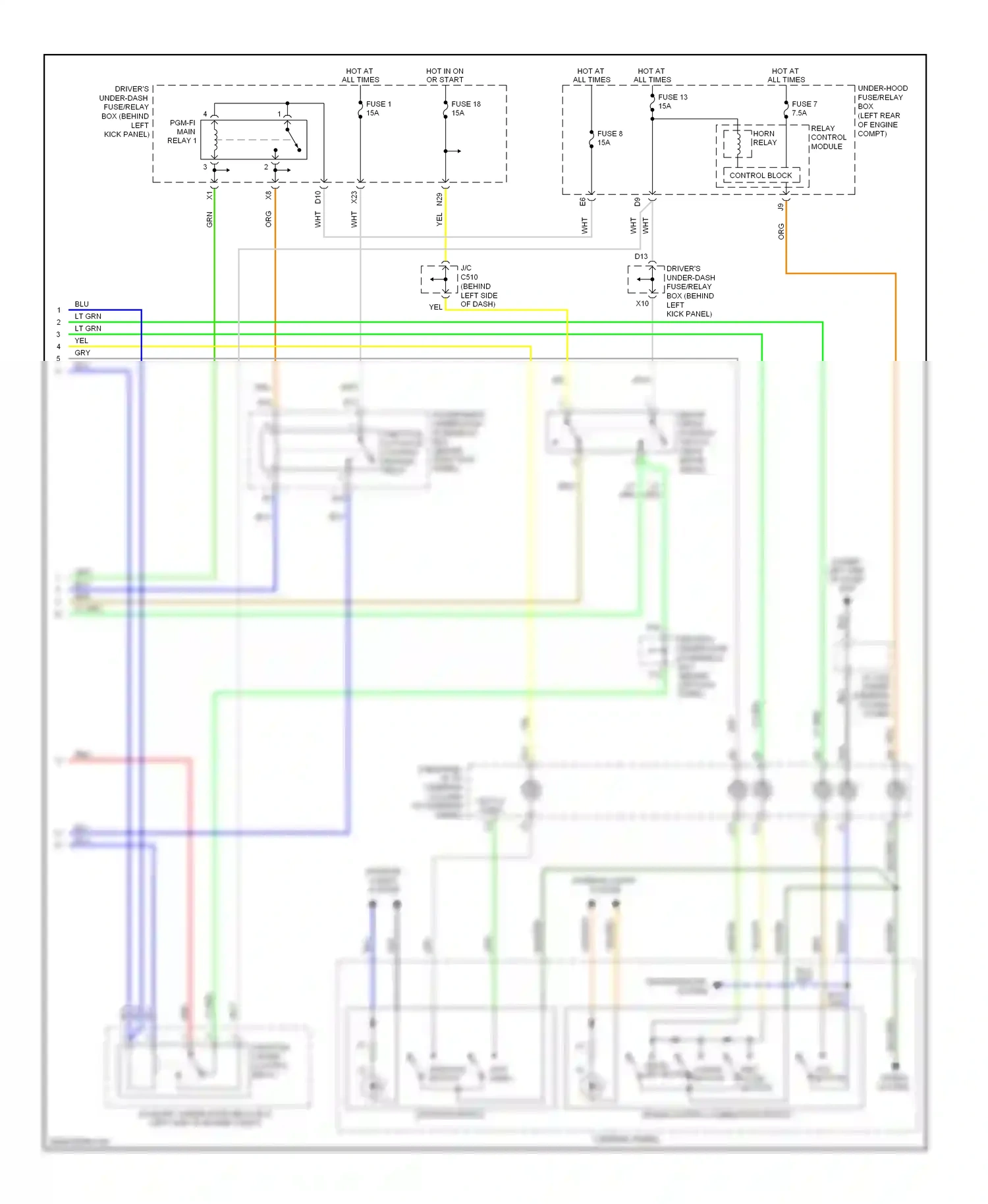 Acura RL II facelift (2008-2012) button wiring diagram  (1 of 2)