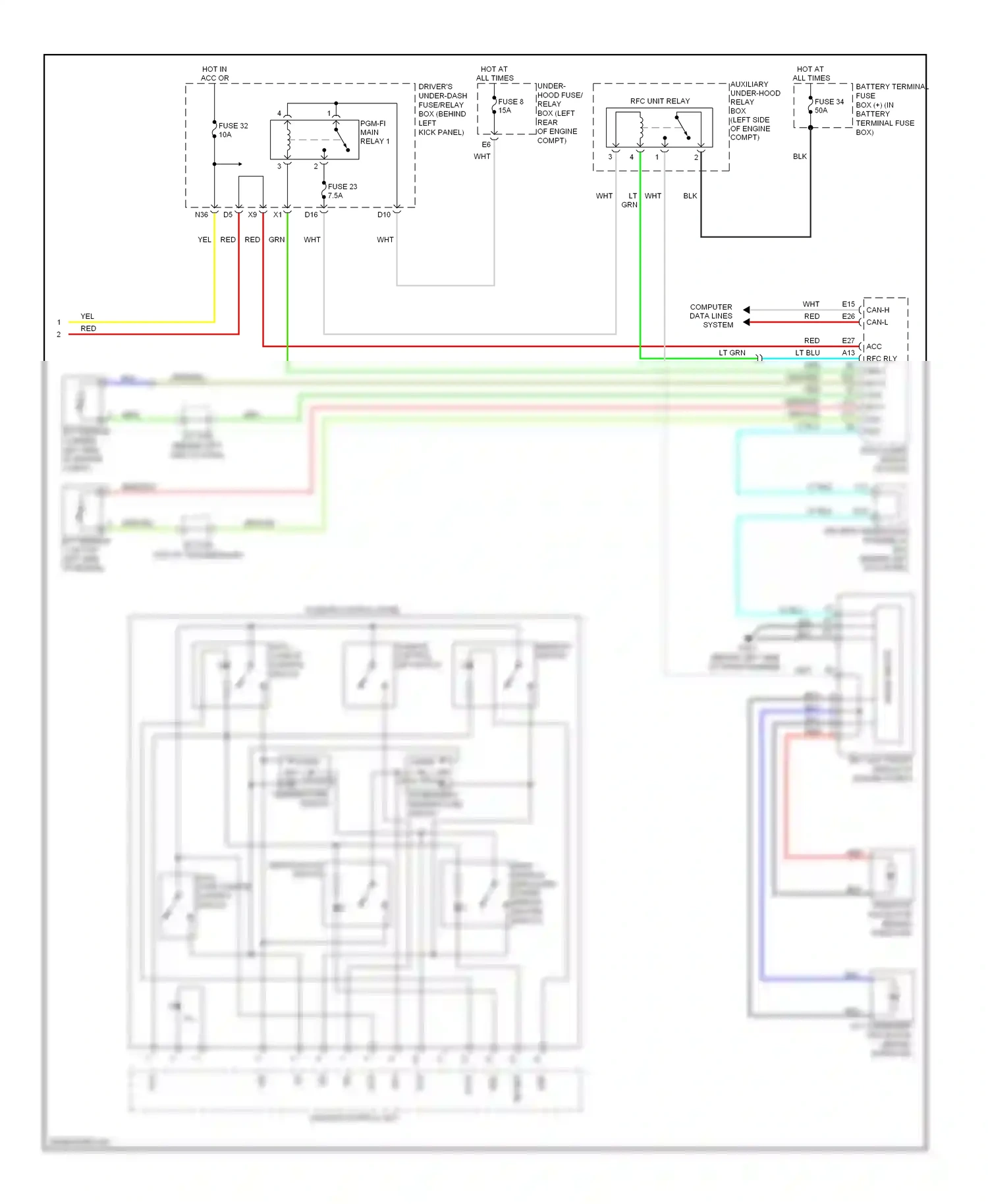 Acura RL II facelift (2008-2012) dual zone climate control switch wiring diagram  (1 of 1)