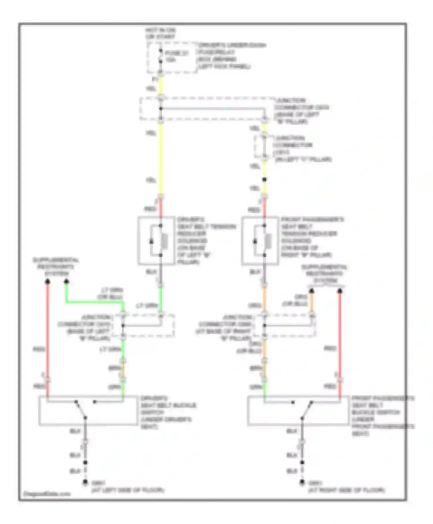 Wiring diagram supplemental restraints system for Acura RL II facelift (2008-2012) (3 of 4)