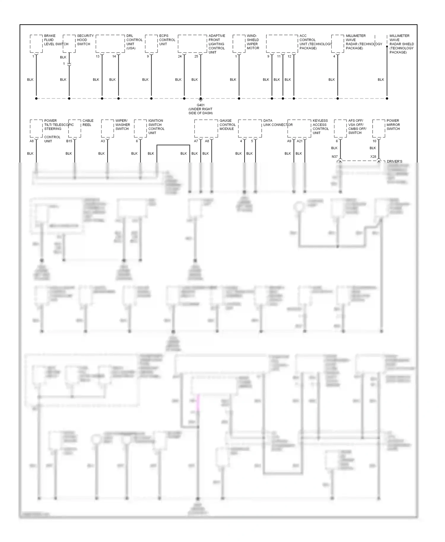 Acura RL II (2004-2008) control unit (technology package) wiring diagram  (1 of 1)