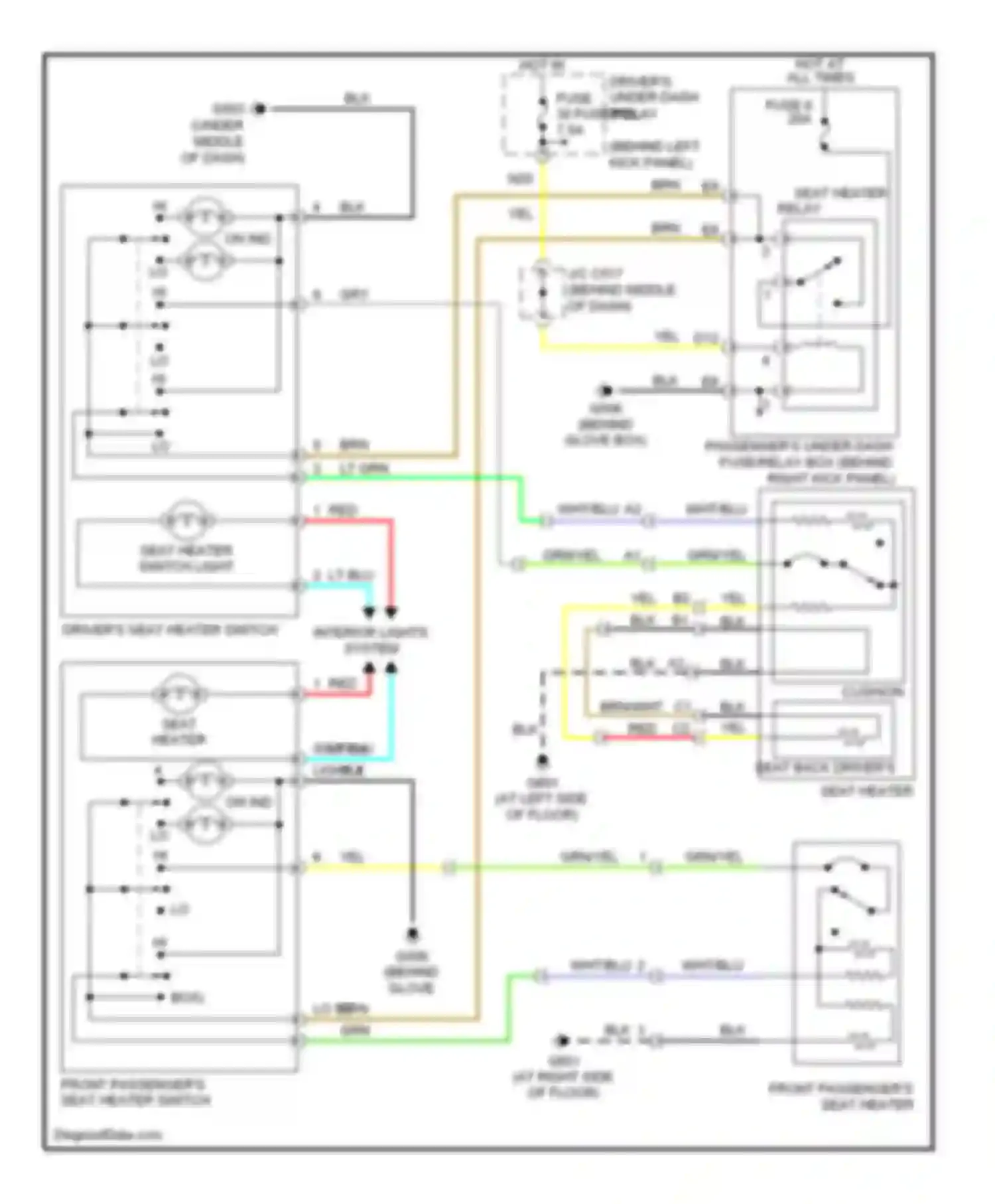 Wiring diagram seat heater switch light for Acura RL II (2004-2008) (1 of 1)