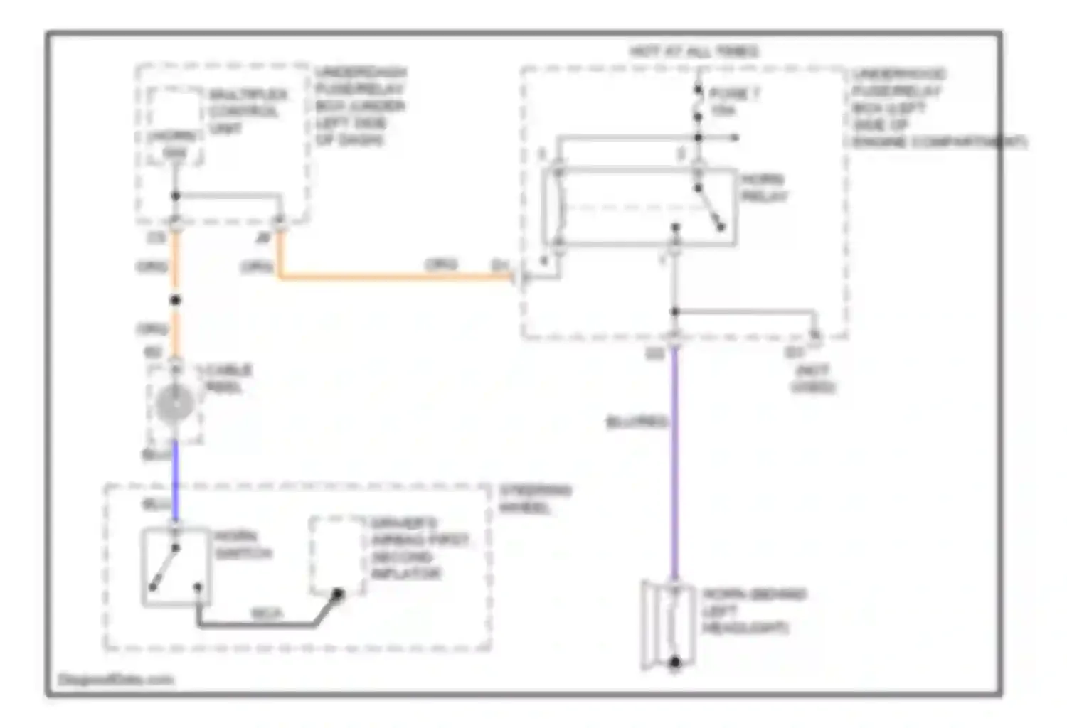 Wiring diagram driver's airbag first, second inflator for Acura RSX I facelift (2004-2006) (1 of 1)