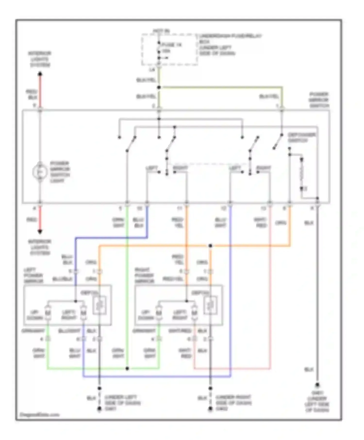 Wiring diagram power mirror switch for Acura RSX I (2001-2004) (4 of 5)