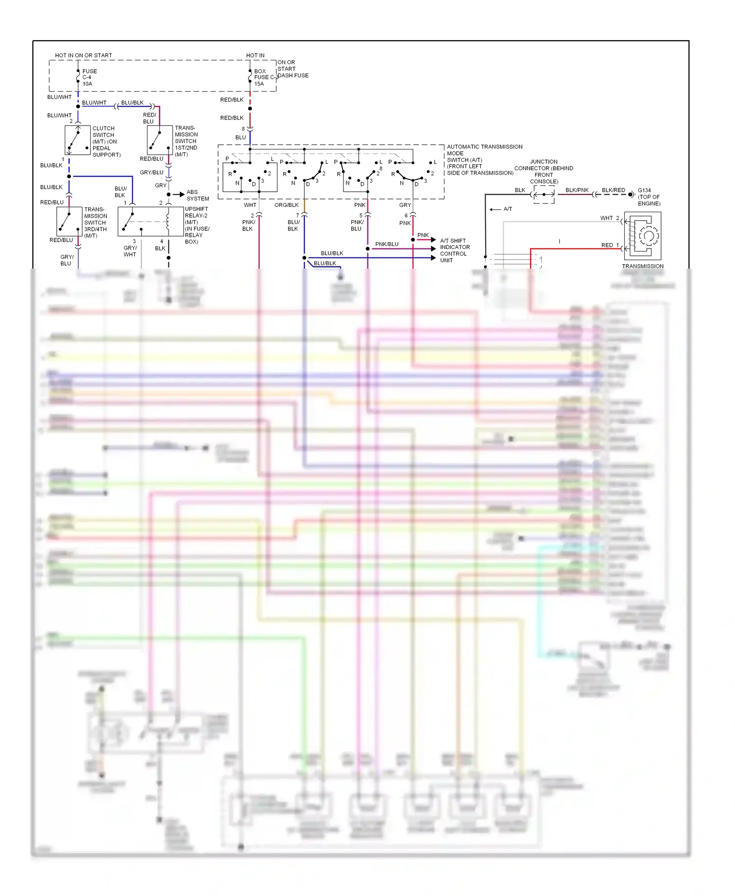 Wiring diagram a/t shift indicator control unit for Acura SLX I (1995-1999) (3 of 3)