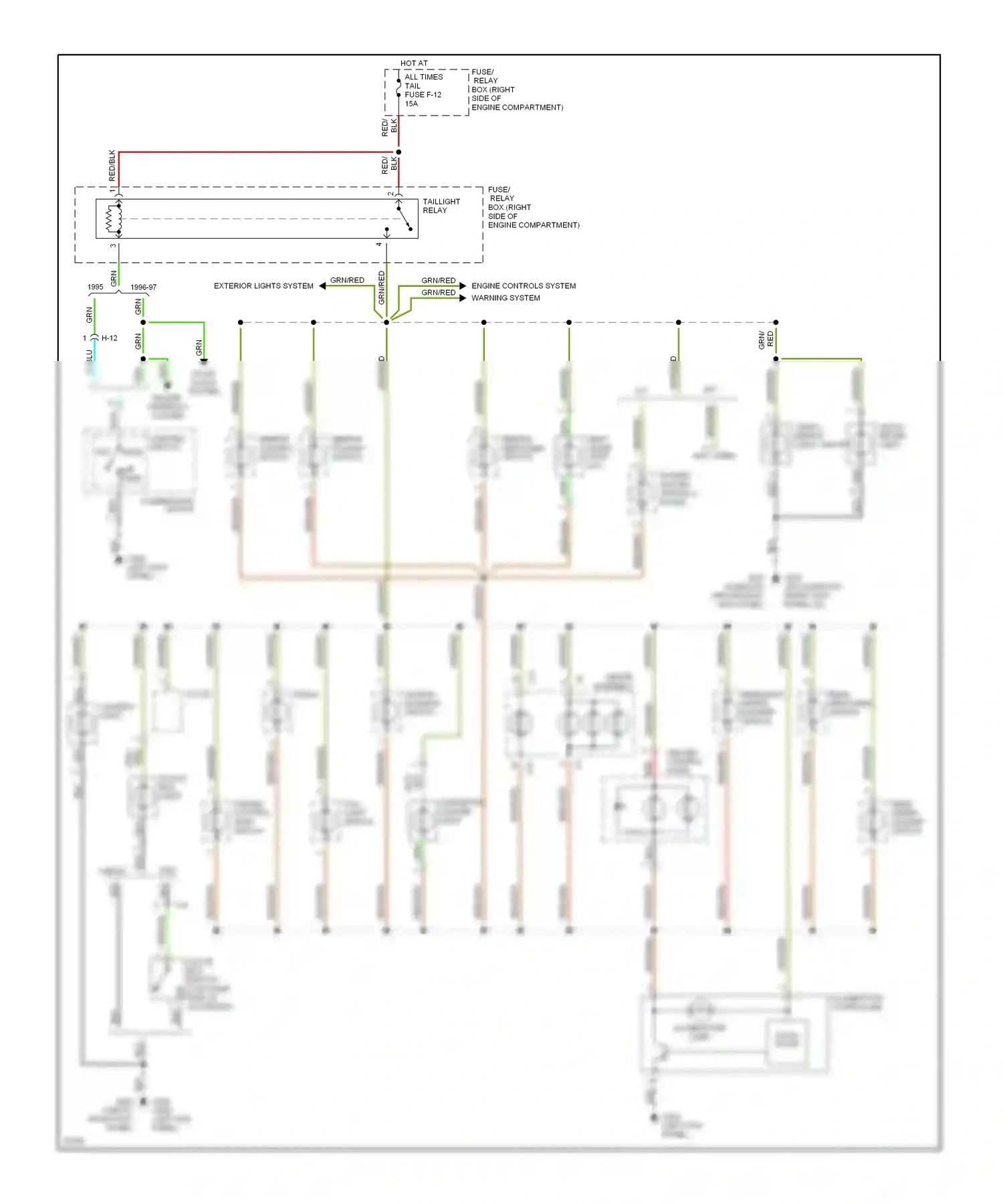 Wiring diagram cigarette lighter light for Acura SLX I (1995-1999) (1 of 1)