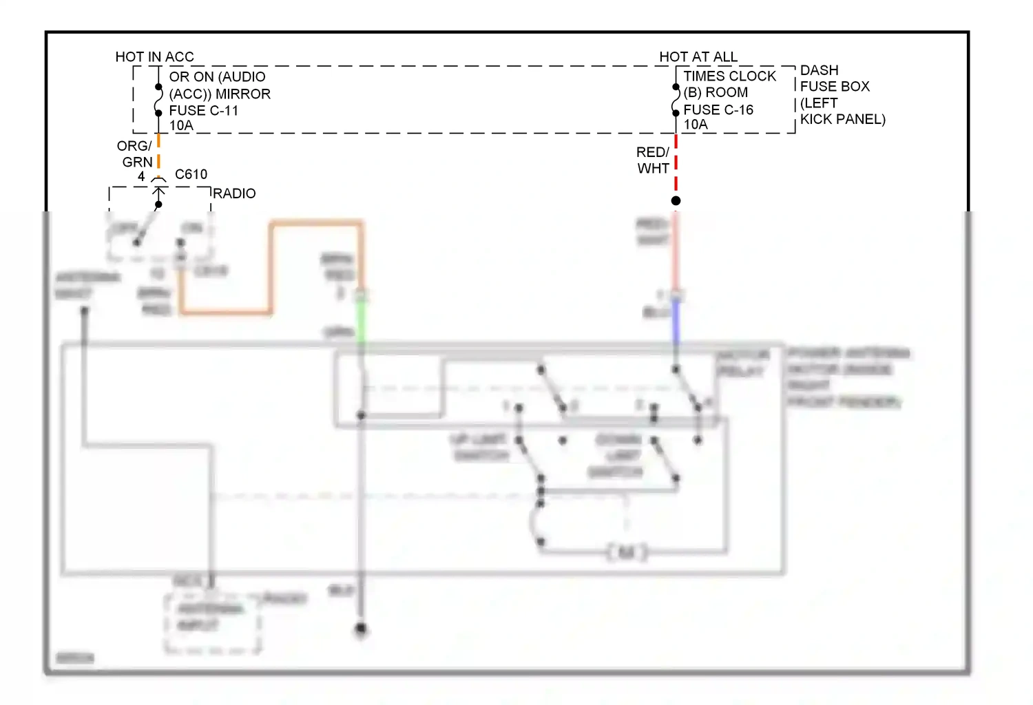 Wiring diagram down limit switch for Acura SLX I (1995-1999) (1 of 1)