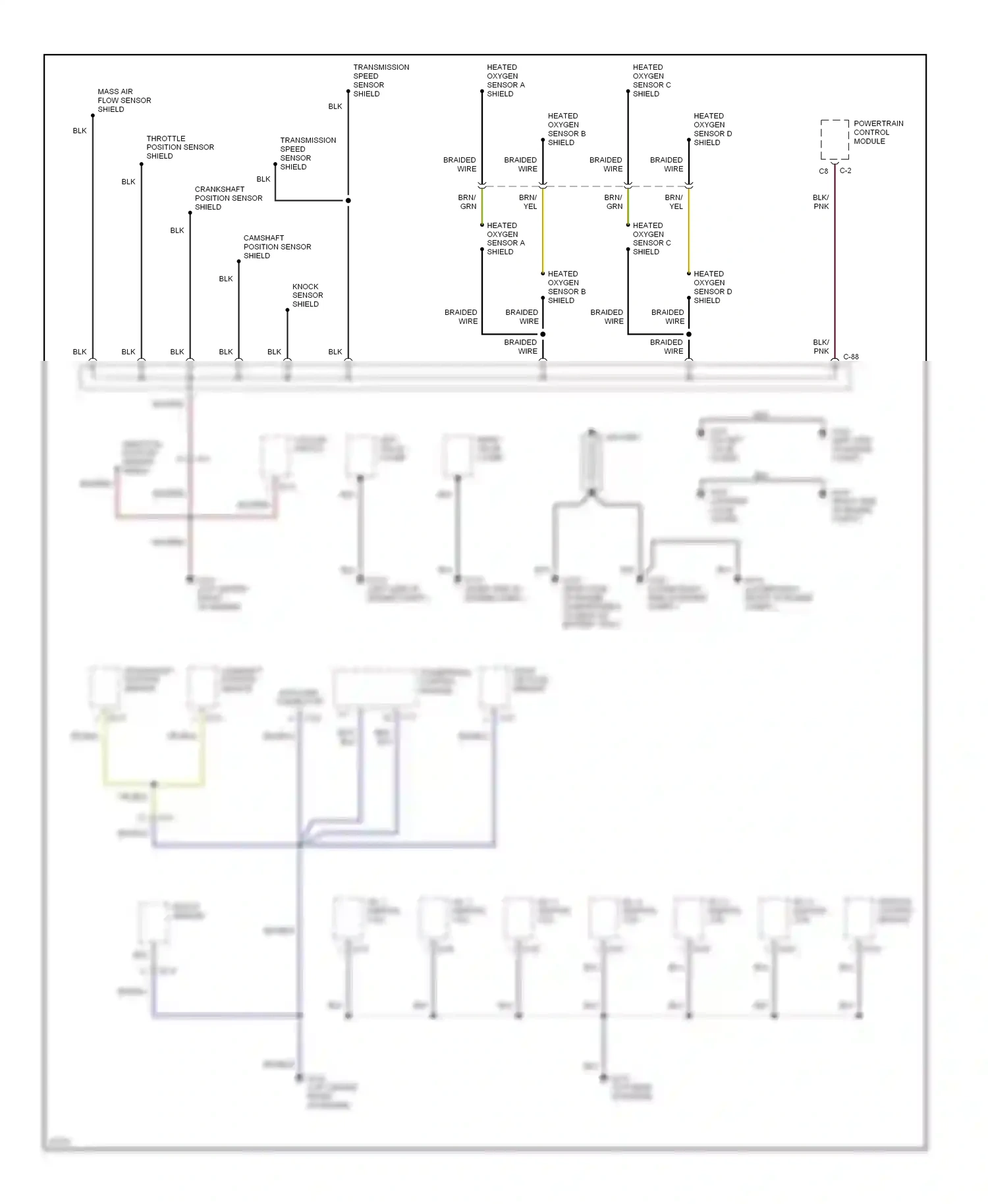 Wiring diagram heated oxygen sensor c shield for Acura SLX I (1995-1999) (1 of 1)