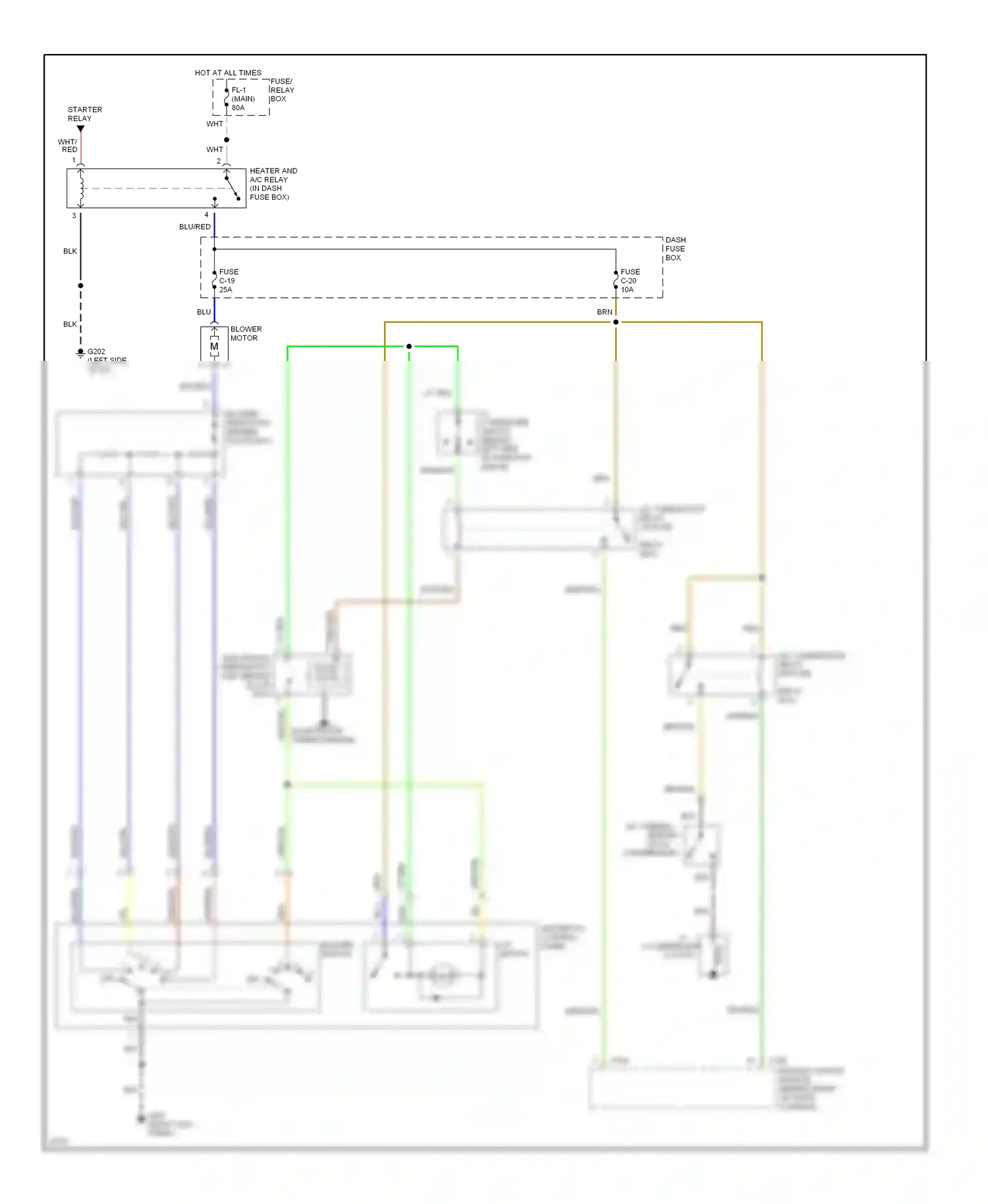 Wiring diagram heater-a/c control panel for Acura SLX I (1995-1999) (2 of 2)