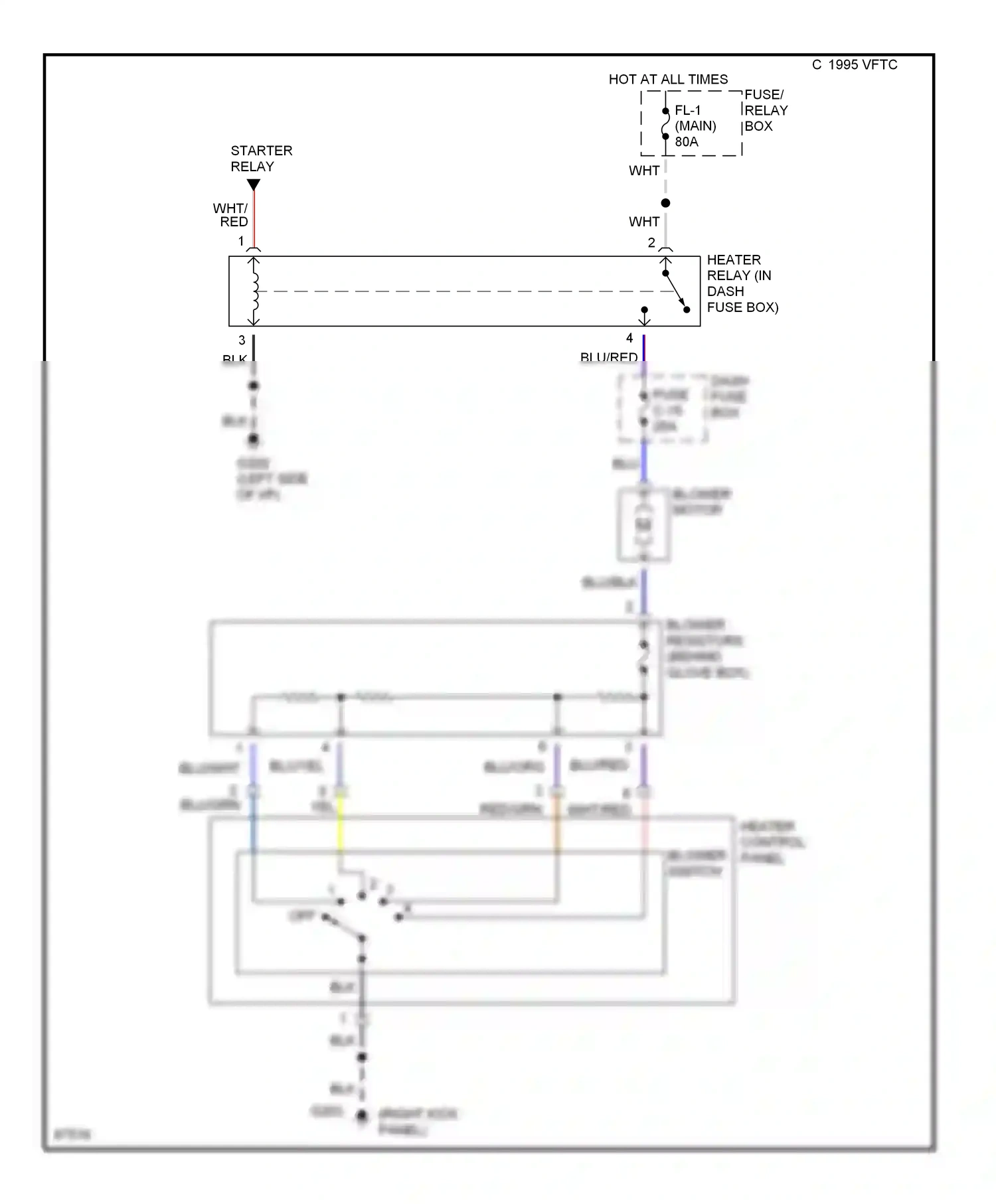 Wiring diagram heater control panel for Acura SLX I (1995-1999) (1 of 2)