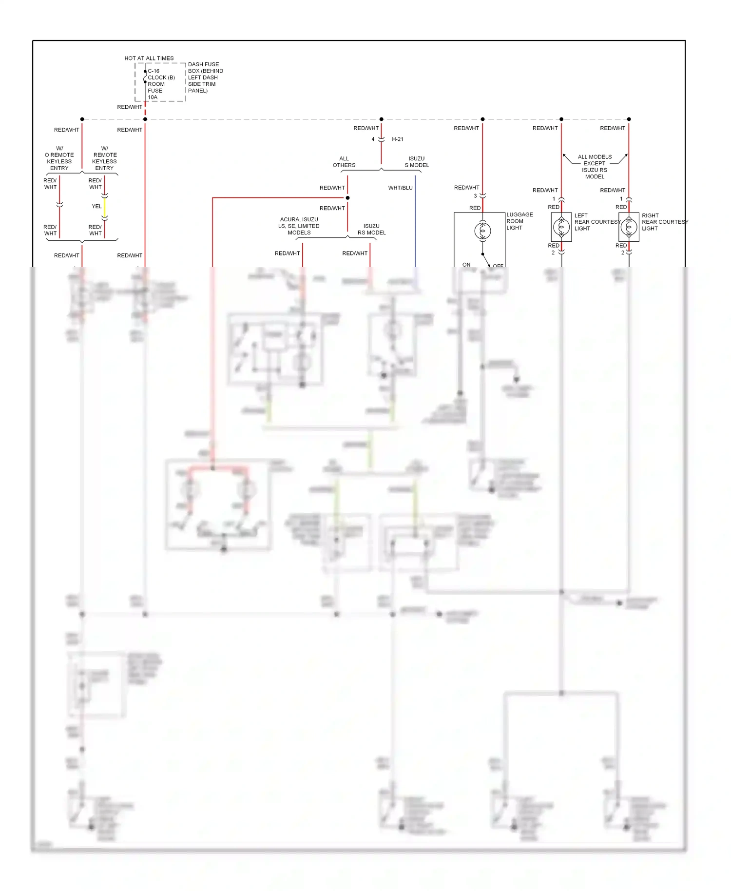 Wiring diagram left front courtesy light for Acura SLX I (1995-1999) (1 of 2)