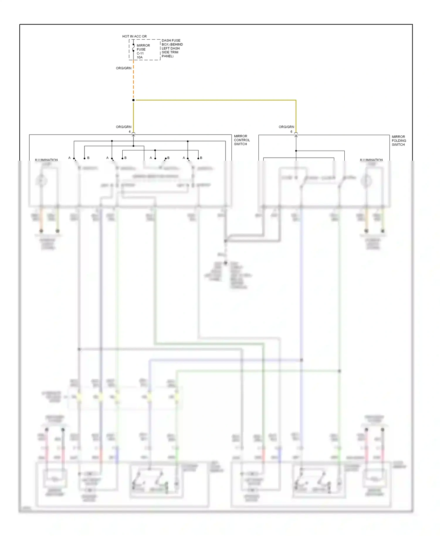Wiring diagram mirror control switch for Acura SLX I (1995-1999) (3 of 3)