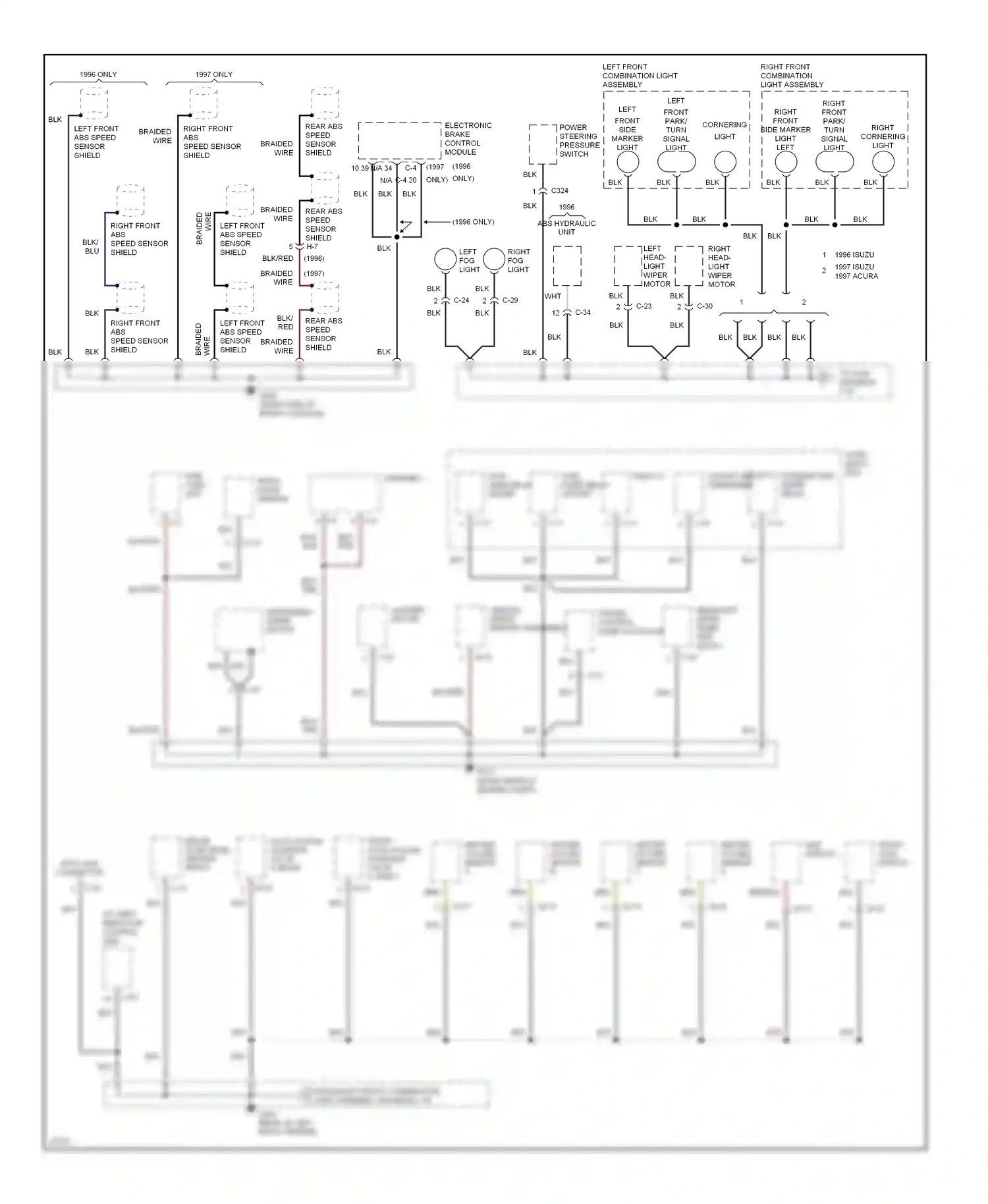 Wiring diagram right front abs speed sensor shield for Acura SLX I (1995-1999) (1 of 1)