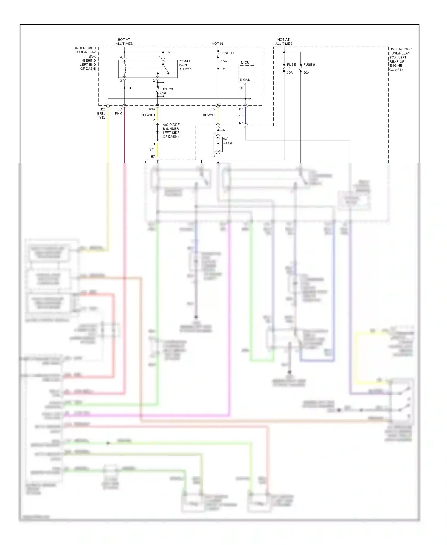 Wiring diagram a/c diode a for Acura TL III facelift (2006-2008) (2 of 3)