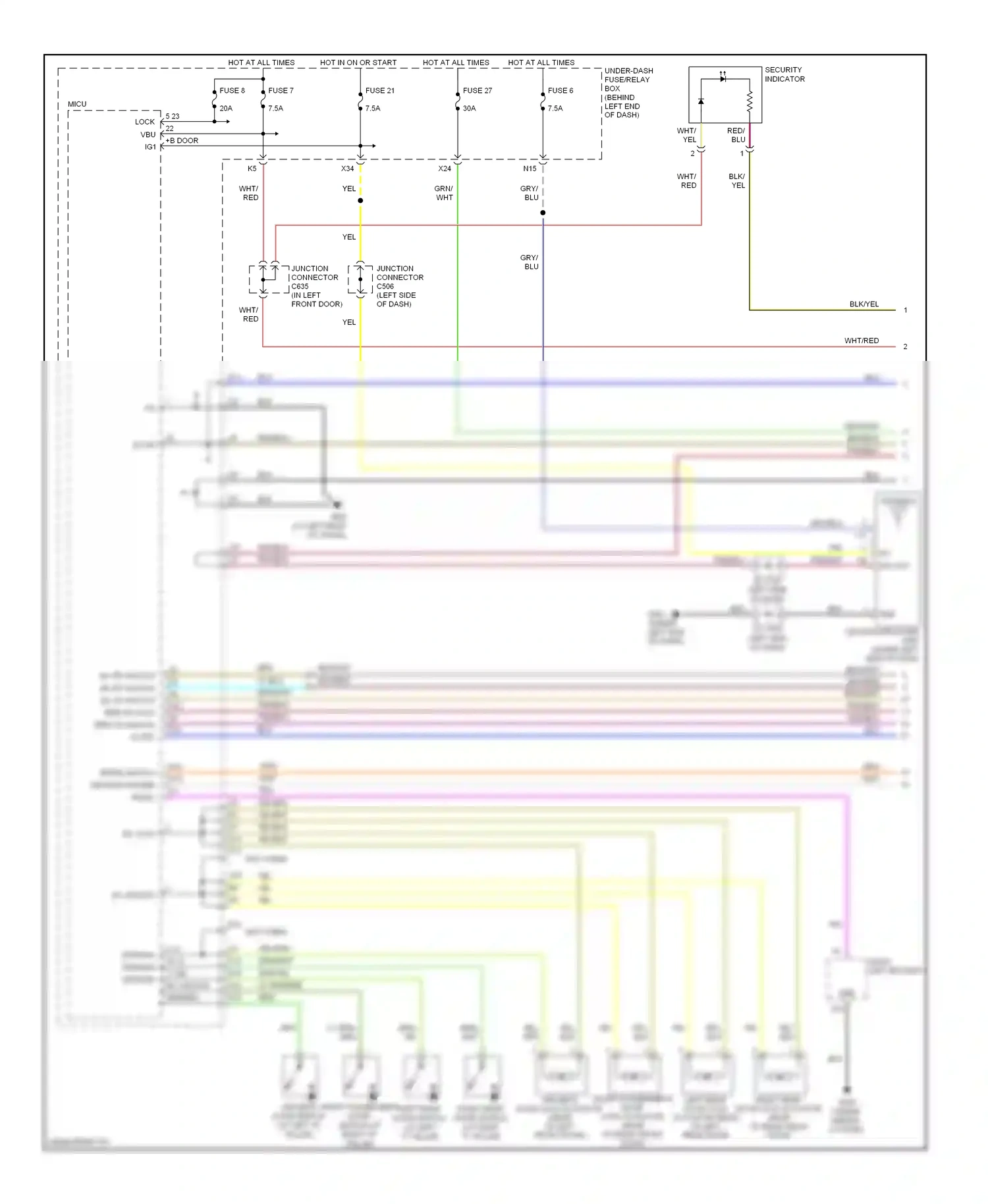Wiring diagram audio unit security for Acura TL III facelift (2006-2008) (1 of 2)